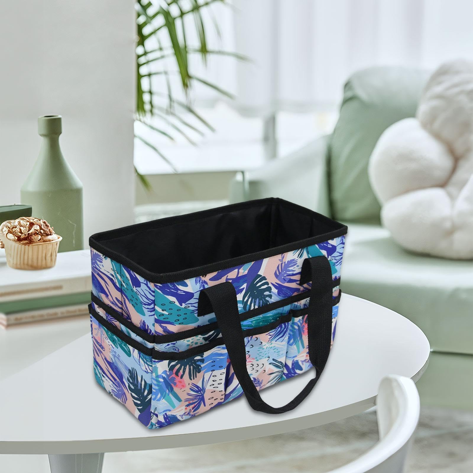 Sac Organisateur Artisanat Boîte Rangement Oxford Légère Poches Séparées pour Matériaux de Couture Maquillage Outils Créatifs Adapté Aux Enseignants A, Noir Blanc