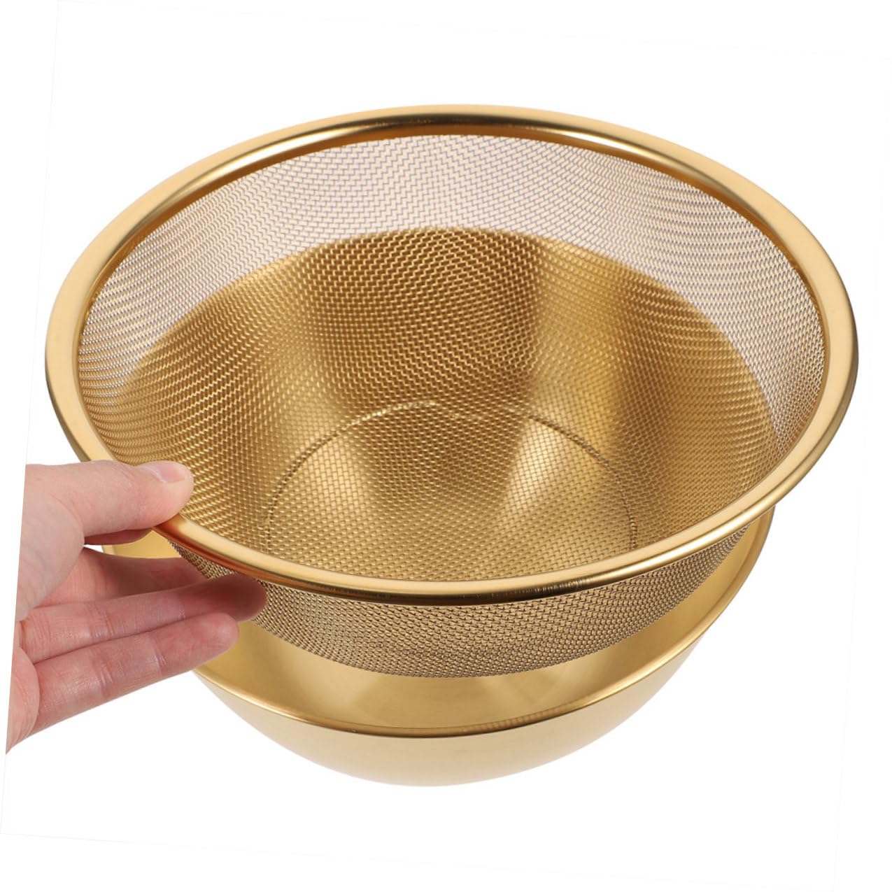 iplusmile Colador de Arroz Set de 2 Piezas y Resistente y Duradero Cesta de Drenaje de Acero Inoxidable Dorado para Lavar Verduras y Platos en Cocina