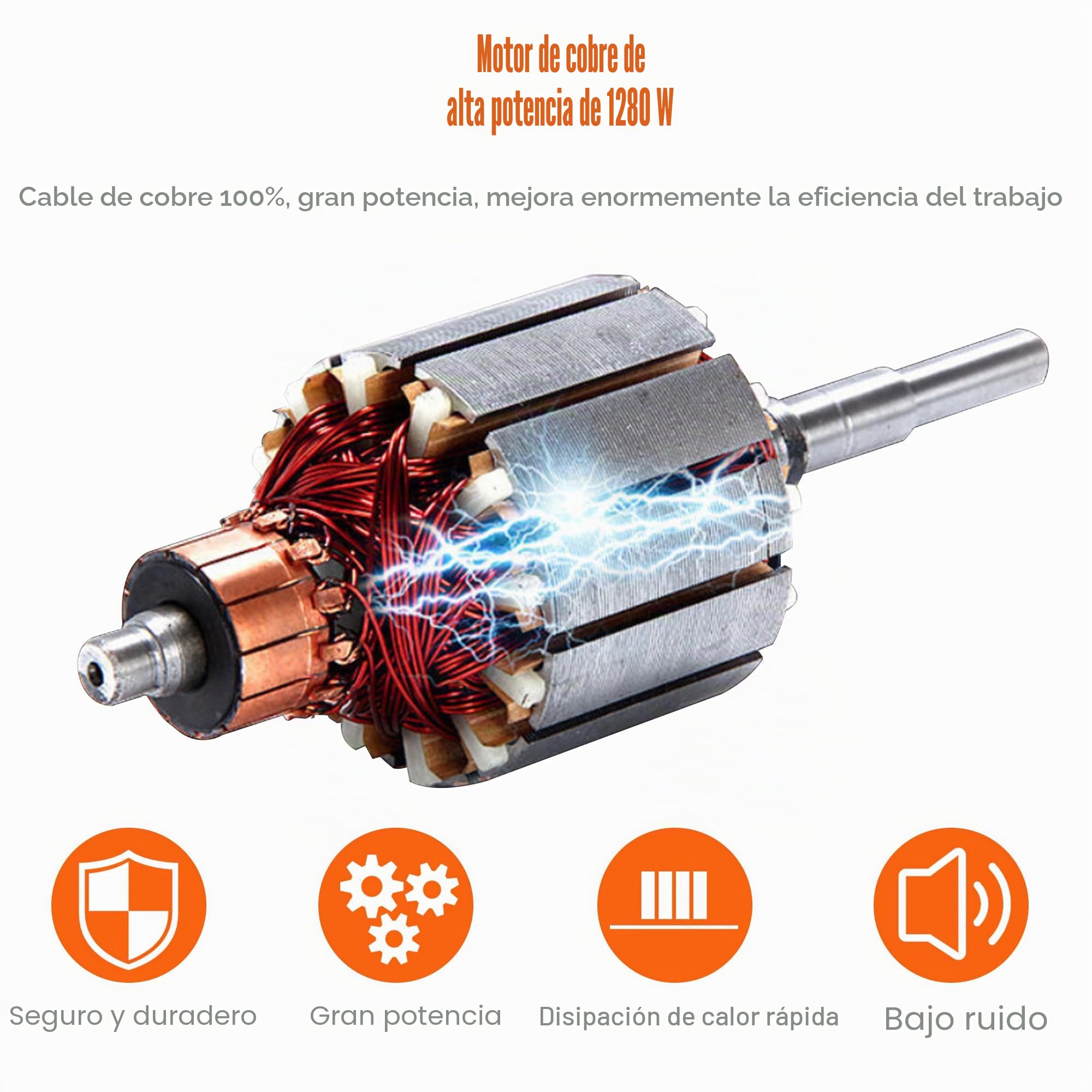 Hanchen Vibrador de Hormigón Eléctrico 1280W Hormigonera Industrial Diámetro 35mm con Manguera de 1.5/2m