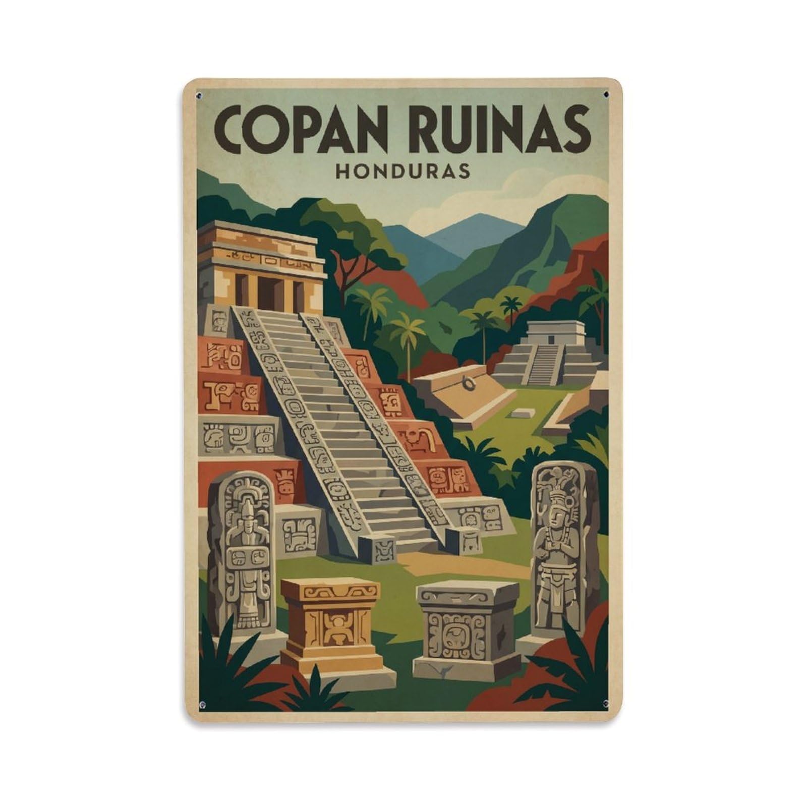 Travel Retro Honduras Copan Ruinas Metal Tin Sign