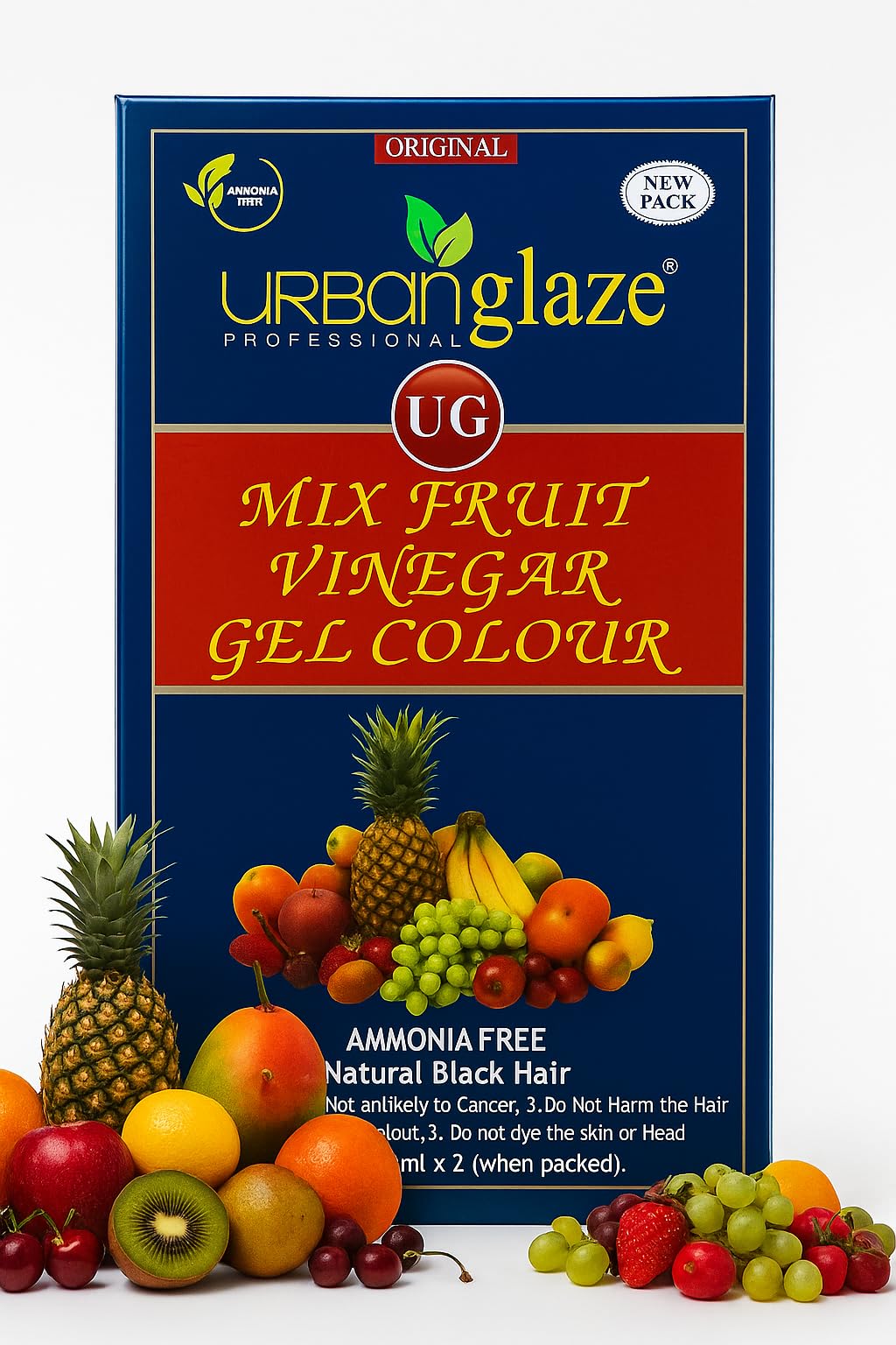 Urban Glaze Original Mix Fruit Vinegar Hair Gel Colour (Natural Black Hair) - 1000 ml, Ammonia Free Hair Dye for Men and Women, Smooth Application,-picture-33