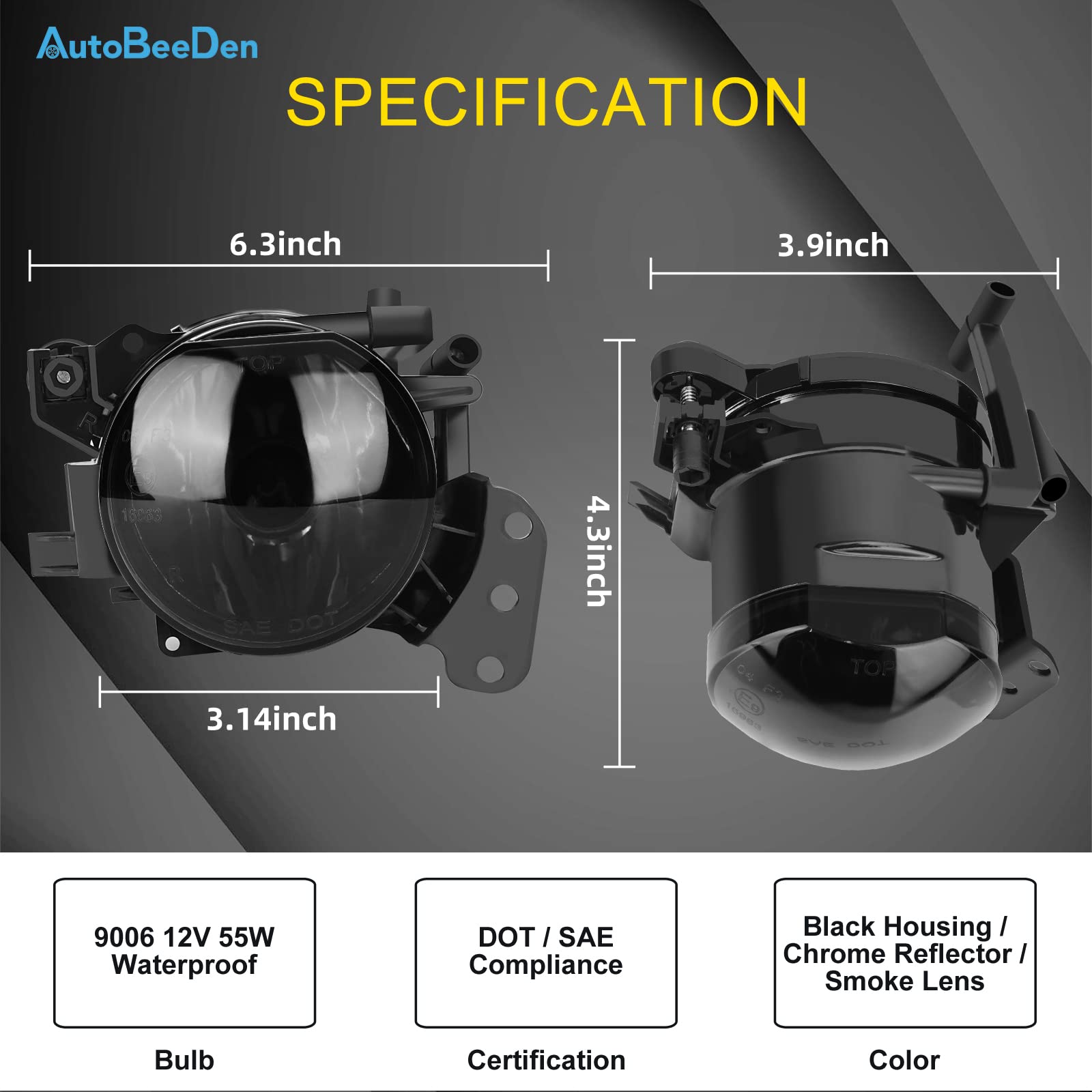 Feux anti-brouillard compatibles avec BMW E60 E61, Serie 5, 07/2003-09/2010, Convient uniquement au pack M Tech/Sport pare-chocs, Phares antibrouillard (Fumée)