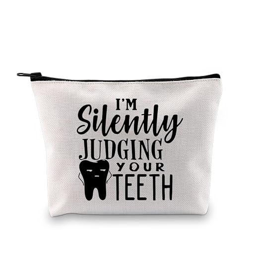 Dentist Gift Dental Hygienist Gift Dental Assistant Gift I’m Silently Judging Your Teeth Dental Graduation Zipper Pouch bag (Judging Your Teeth Bag)