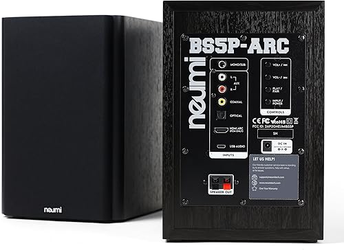 Miniatura 2 de NEUMI BS5P-ARC - Altavoces para estantería de 75 W, Bluetooth, HDMI, USB, óptico, coaxial, control remoto, woofer de 5 pulgadas, tweeter de 1