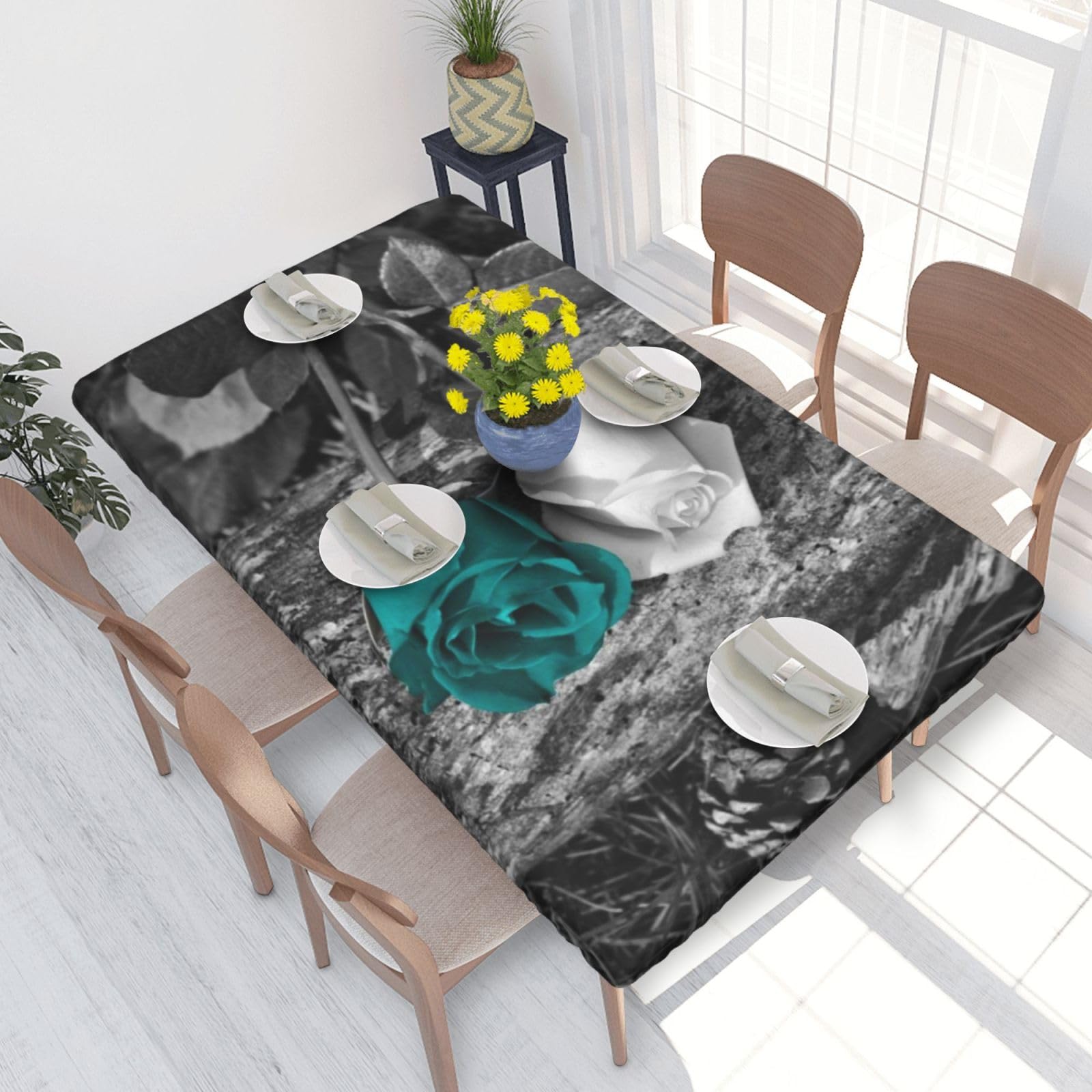 WKSGDSG Fitted Tablecloth For Dining Room 4ft, Elastic Edged Table Cover