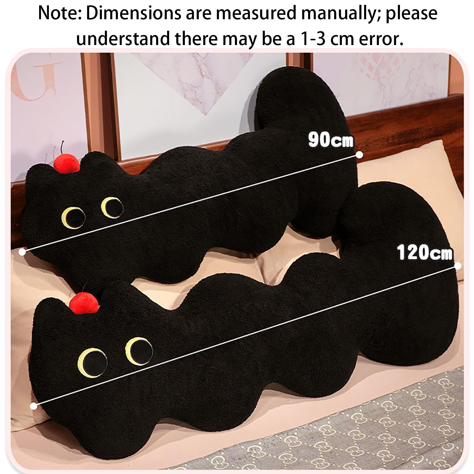 Cuscino per il corpo morbido e imbottito, cuscino lungo in velluto extra morbido per chi dorme sul fianco, cuscino per la gravidanza e per adulti, ideale per sostenere le ginocchia,Black-120cm