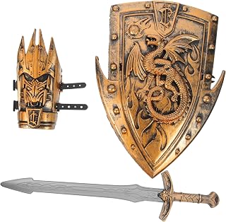 HONMEET 1 Conjunto De Brinquedo De Escudo Cavaleiro Vestir-Se Para Meninos Crianças Armadura Brilhante Cosplay Roupas Infantis Suíte Para Meninos Acessórios Para Meninos Kit De