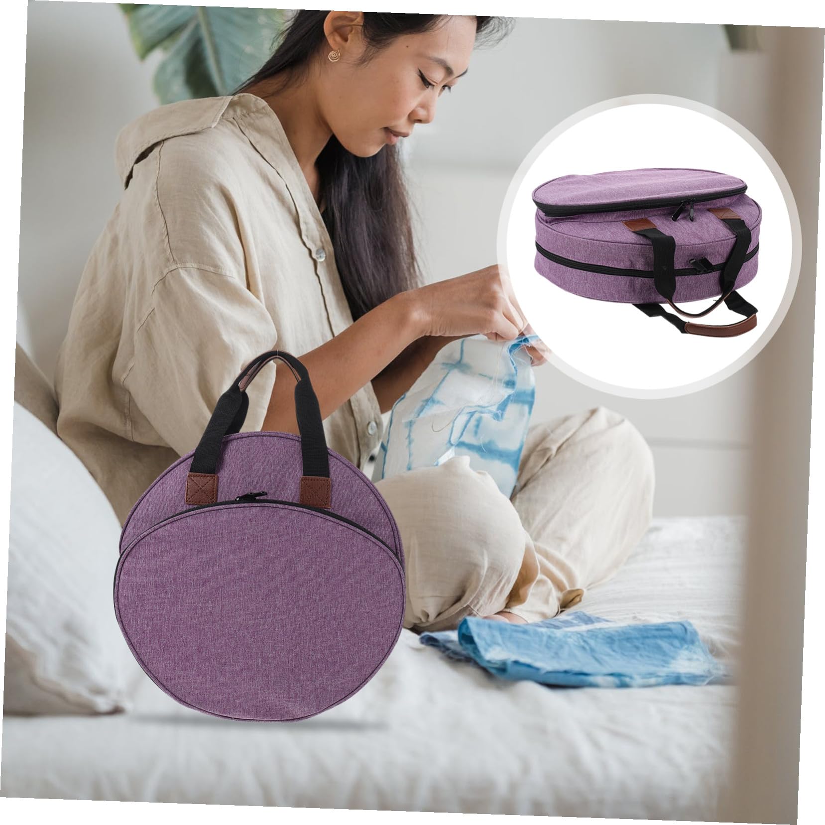 Angoily Borsa Porta Utensili da Cucito e Ricamo Grande capacità Resistente per Viaggi e Corsi Organizer per Funi e Ferri da Maglia