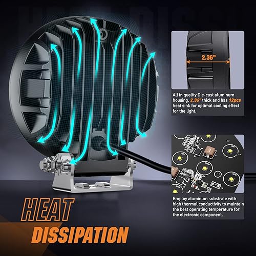 Vista 56 de Nilight Luces LED redondas de 3 pulgadas para motocicleta, 2 unidades, luz antiniebla LED puntual de 1550 lm, luz de zanja auxiliar EMC integrada 2