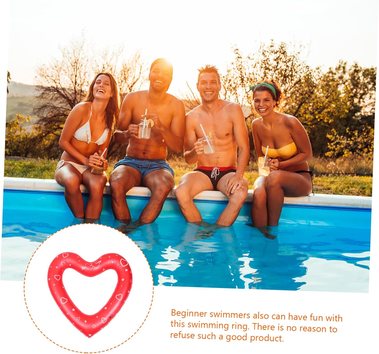 3pcs Heart Shaped Inflatable Swimming Swim Float for Pool Parties and Random Styles for Adults and Water Activities