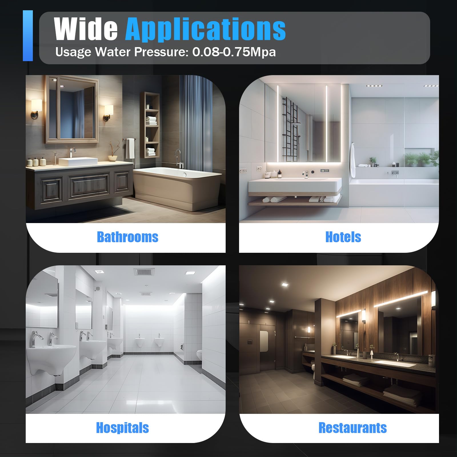 WC intelligente elettrico, toilette con dispositivo di pulizia deodorizzazione automatica temperatura regolabile massaggio intelligente per casa di cura hotel, bianco