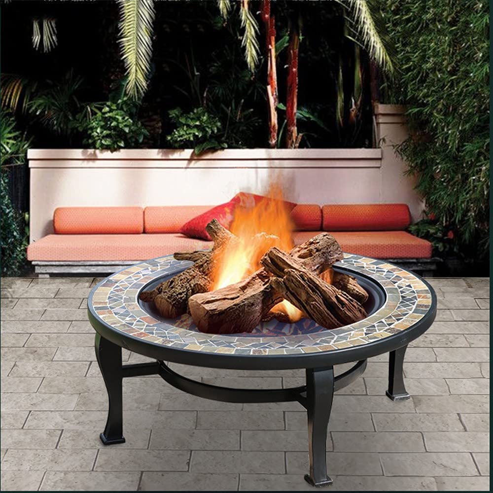 Mesa para Fogatas para Exterior, Mesa Multifuncional para Fogatas, Mesa para Fogatas para Leña Exterior con Cubierta de Pantalla De Chispas para Patio Trasero, Jardín, Patio, Hoguera