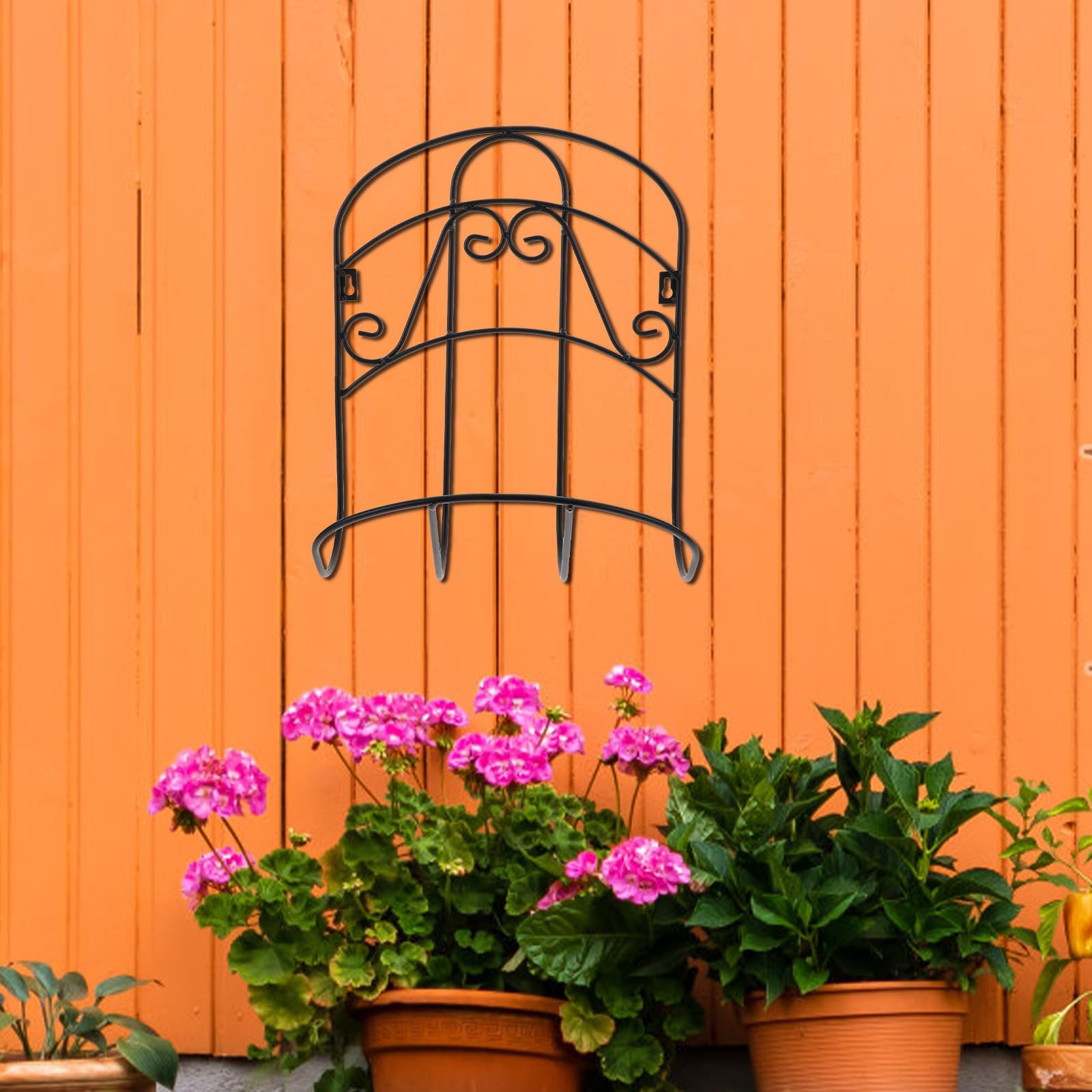 Supporto da Parete per Tubo da Giardino in Ferro Nero Robusto