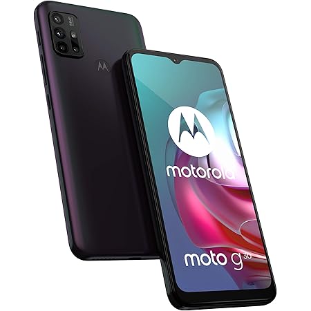 Motorola G30 (6.5 Inch 90Hz, Qualcomm Snapdragon, 64MP quad camera system, 5000 mAH battery, Dual SIM, 6/128GB, Android 11), Dark Pearl (Amazon Exclusive)