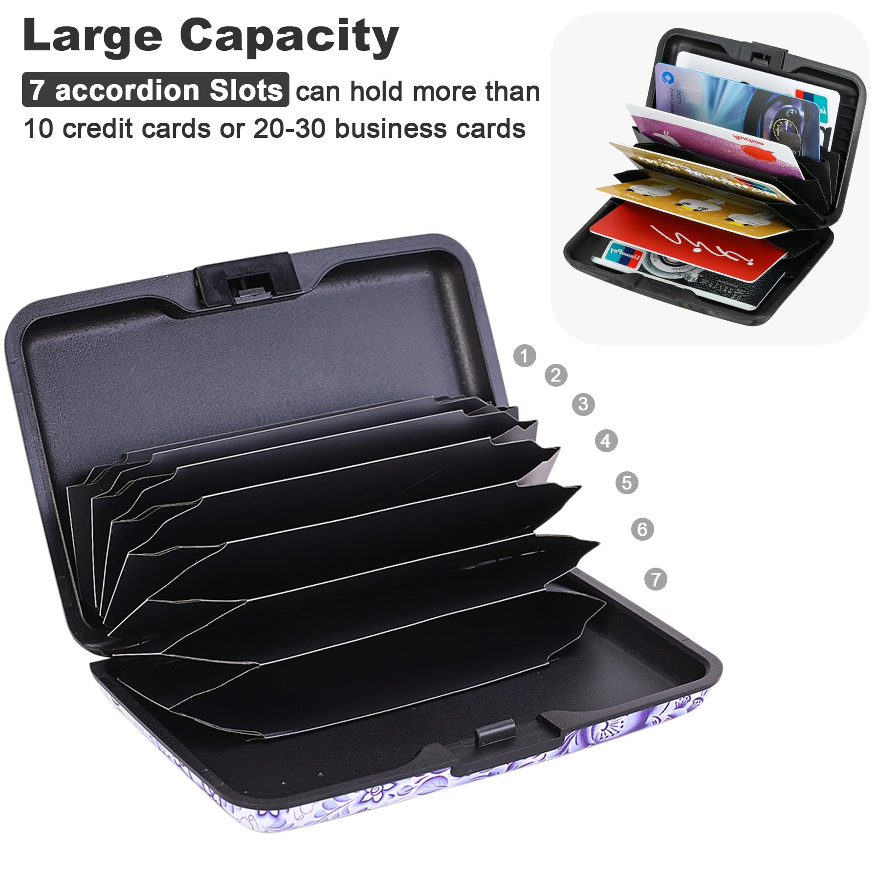 Elfish Mini RFID Aluminum Wallet Credit Cards Holder Business Card Case Metal ID Case for Men Women (Camellia) 3