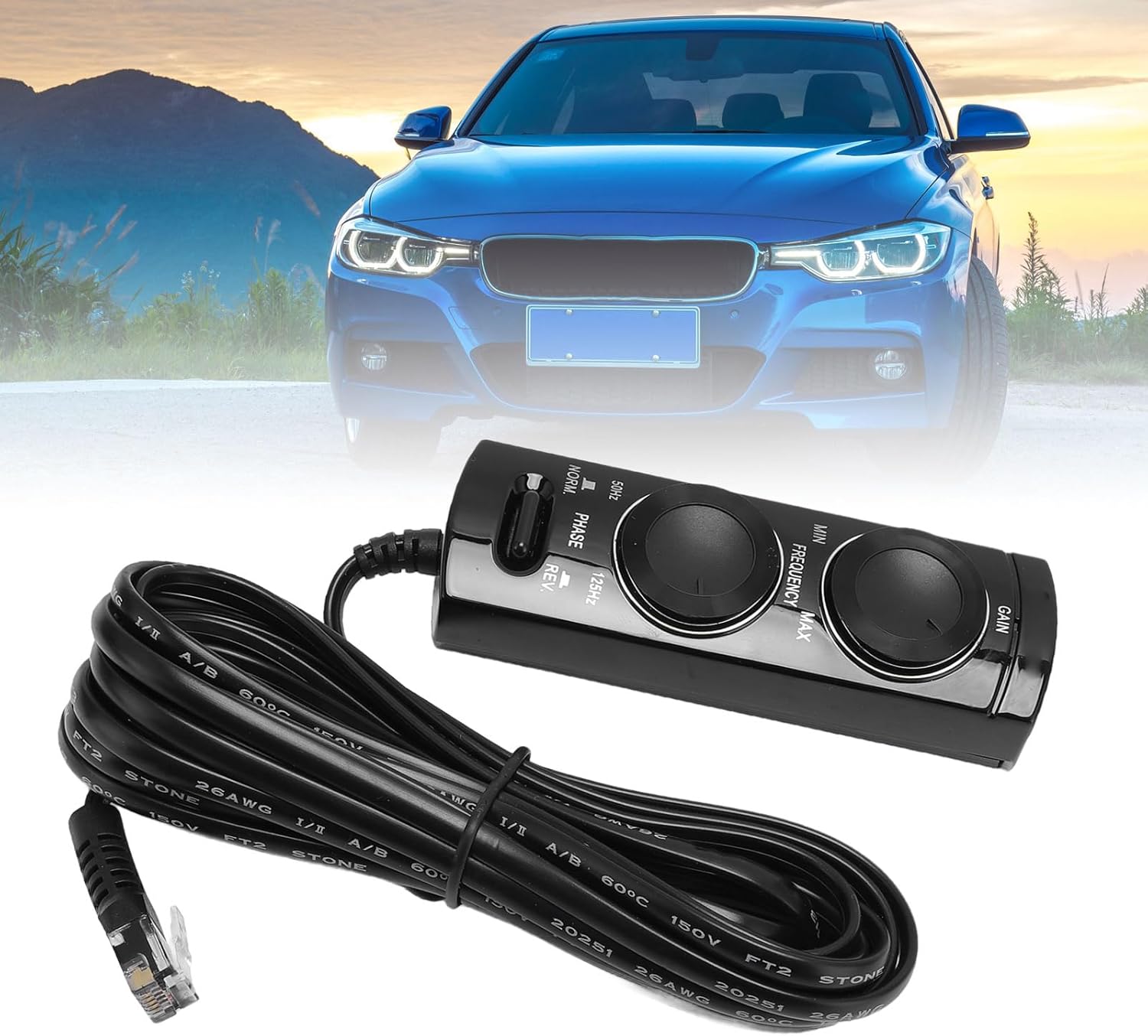 Estink Car Subwoofer Wire Control, DIY Remote Kit with Audio Cables for Phase and Frequency Adjustment, for TS WX 110A 120A