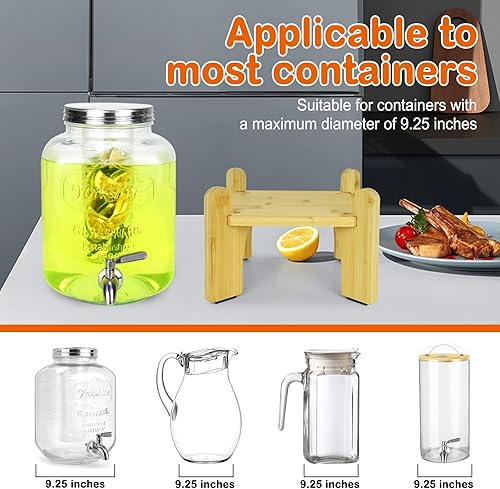 Miniatura 4 de Dispensador de bebidas, dispensador de agua y soporte dispensador de bebidas (bambú natural). Se adapta al dispensador de bebidas de vidrio de