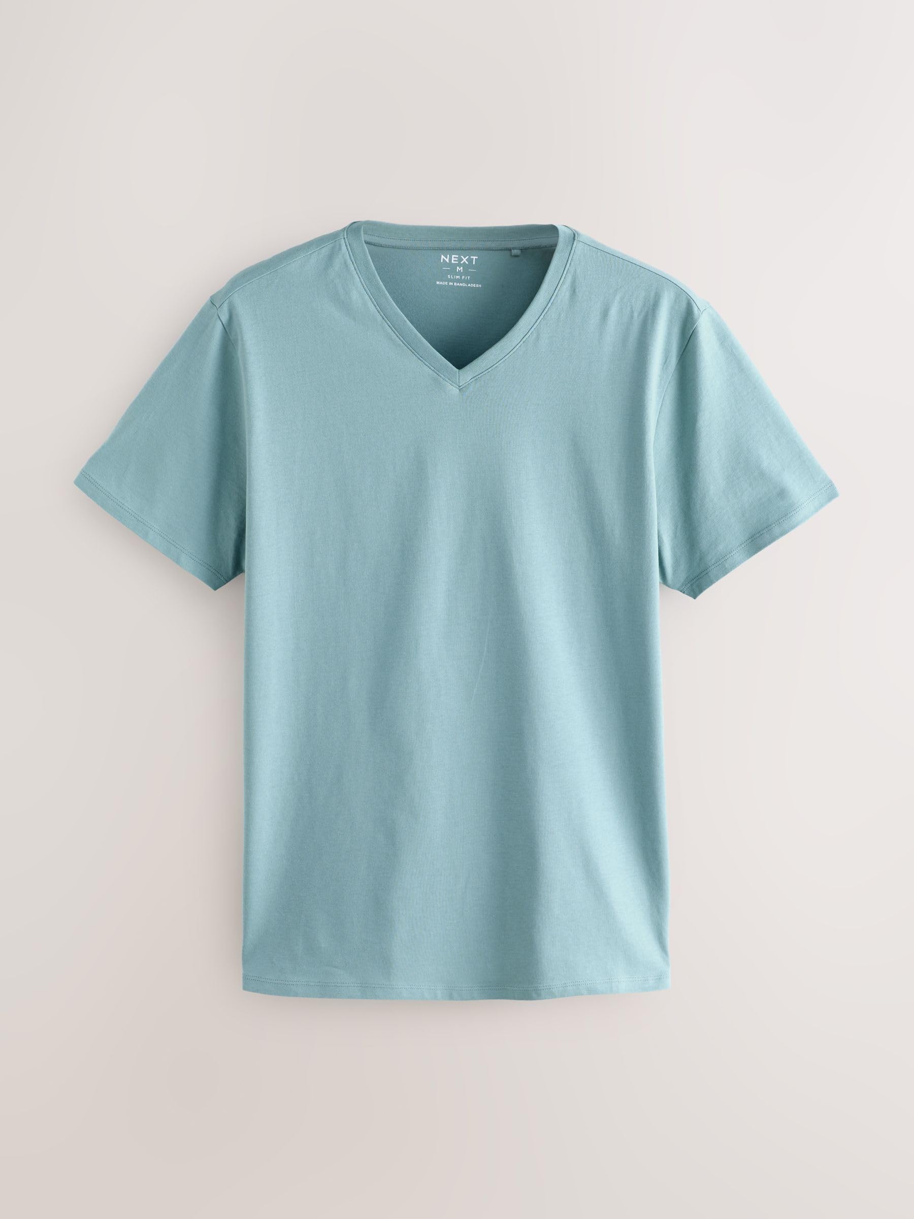 NEXT Hombres Pack de 5 Camisetas Interiores de Corte Slim con Cuello de Pico 100% algodón