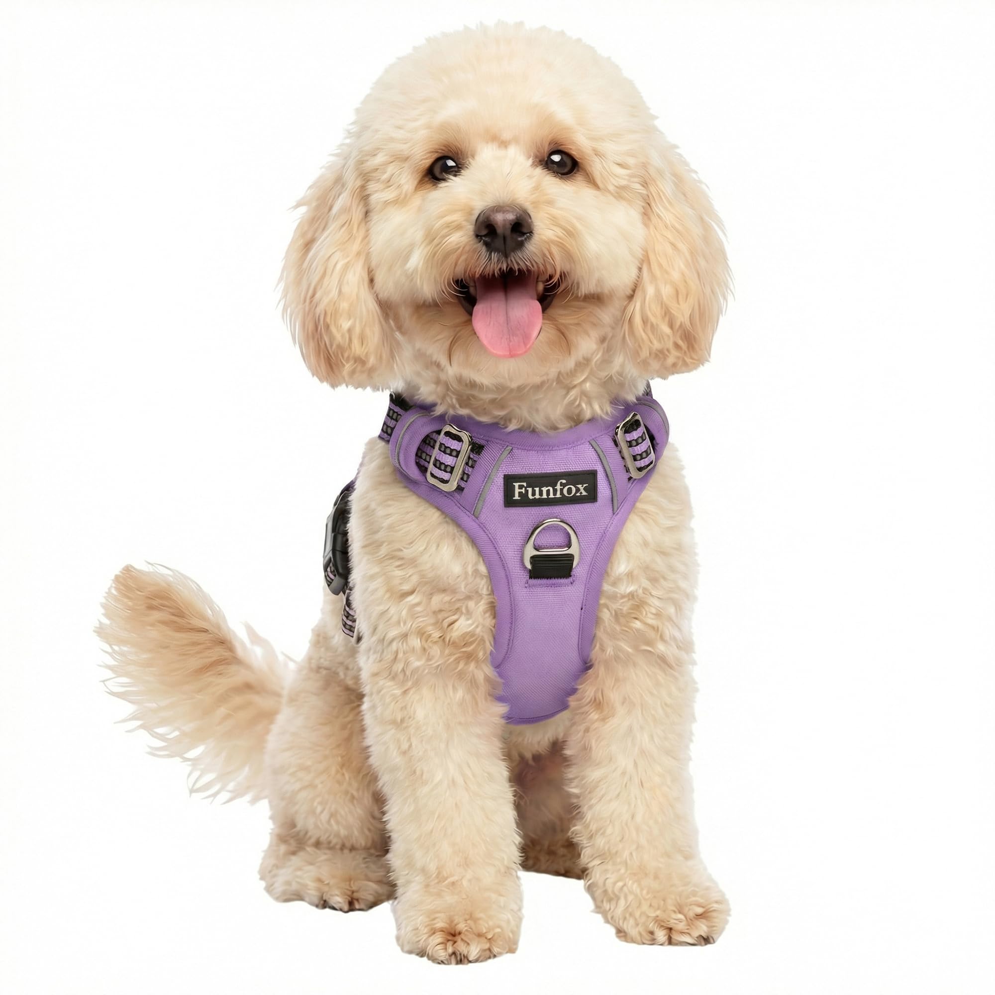 Funfox Hundegeschirr Mittelgroße Hunde, Anti Zug Brustgeschirr Verstellbares Geschirr Hund mit Griff Reflektorstreifen, No Pull Geschirr Hund für Kleine Mittlere Grosse Dog Harness