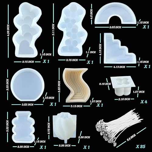 Miniatura 2 de POPCIEL Juego de 36 moldes para velas moldes de vela de pilar moldes de silicona 3D para hacer velas moldes de vela de aromaterapia para bricolaje