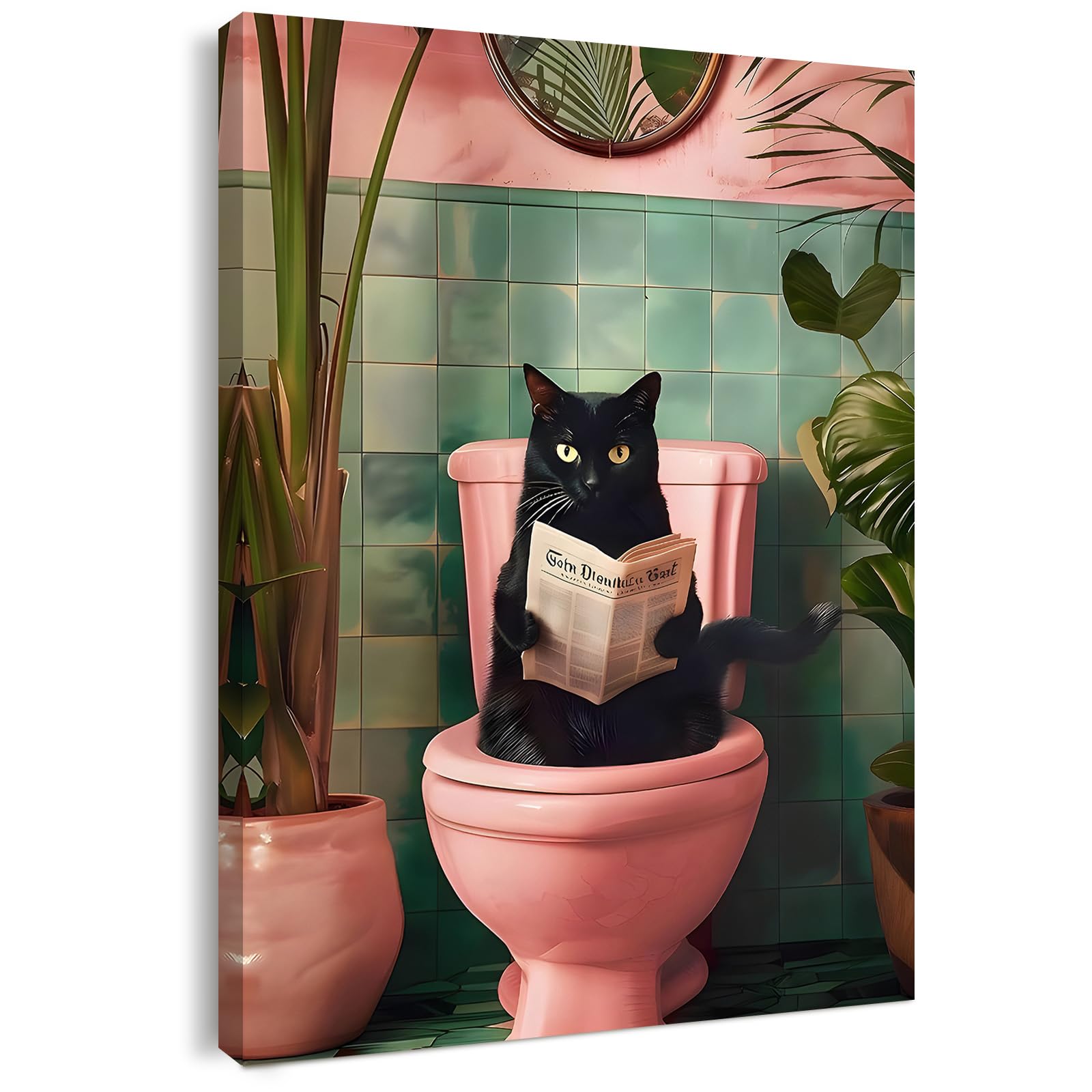 Qiukoo Funny Monkey Bathroom Wall Art – Waterproof Framed Canvas with Hanging Hooks, Toilet Wall Picture of Monkey Reading Newspaper, Humorous Bathroom or Toilet Decoration, 12 x 16 Inches — view 16