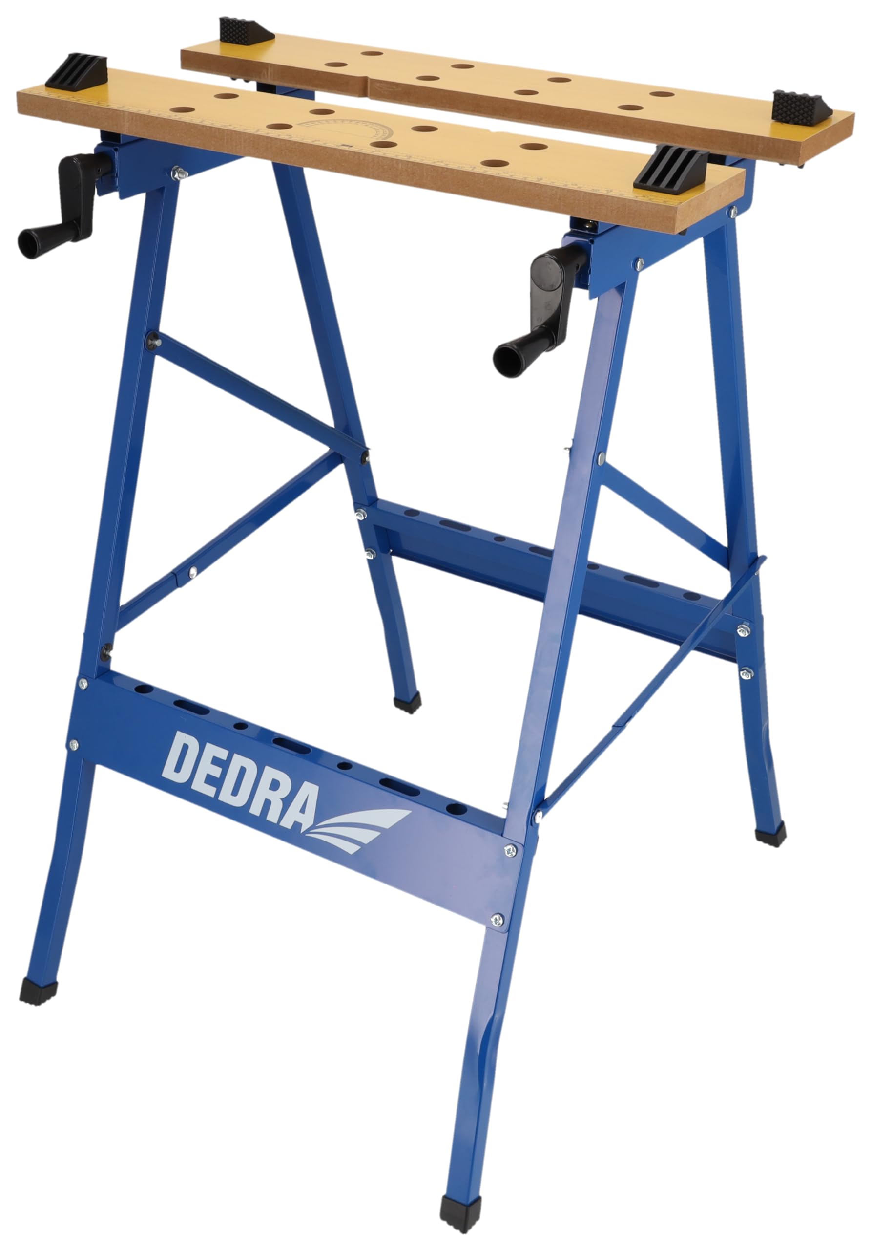 Banco da lavoro Dedra, portata max. 100 kg, grande superficie di lavoro stampata, scala e indicazioni angolari, pieghevole, versatile, regolabile, banco da lavoro con ganasce, tavolo da lavoro