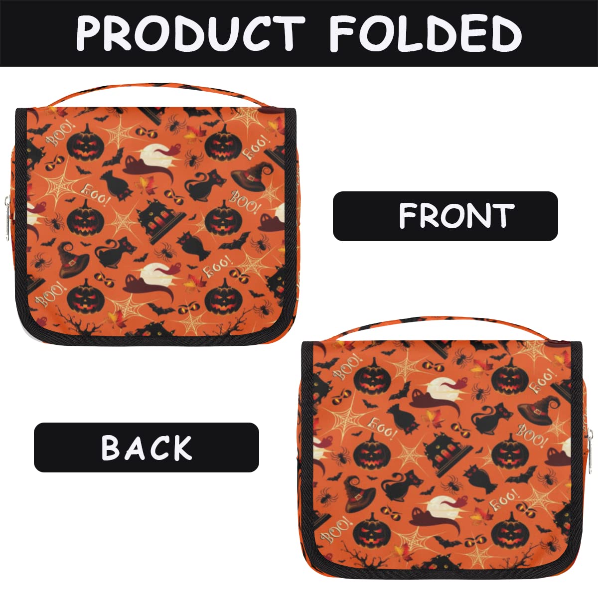 Halloween wzór podróżna kosmetyczka Halloween wzory torba na pranie torebka unisex wiszące przybory toaletowe kosmetyczka organizer do makijażu, wielobarwny, Jeden rozmiar