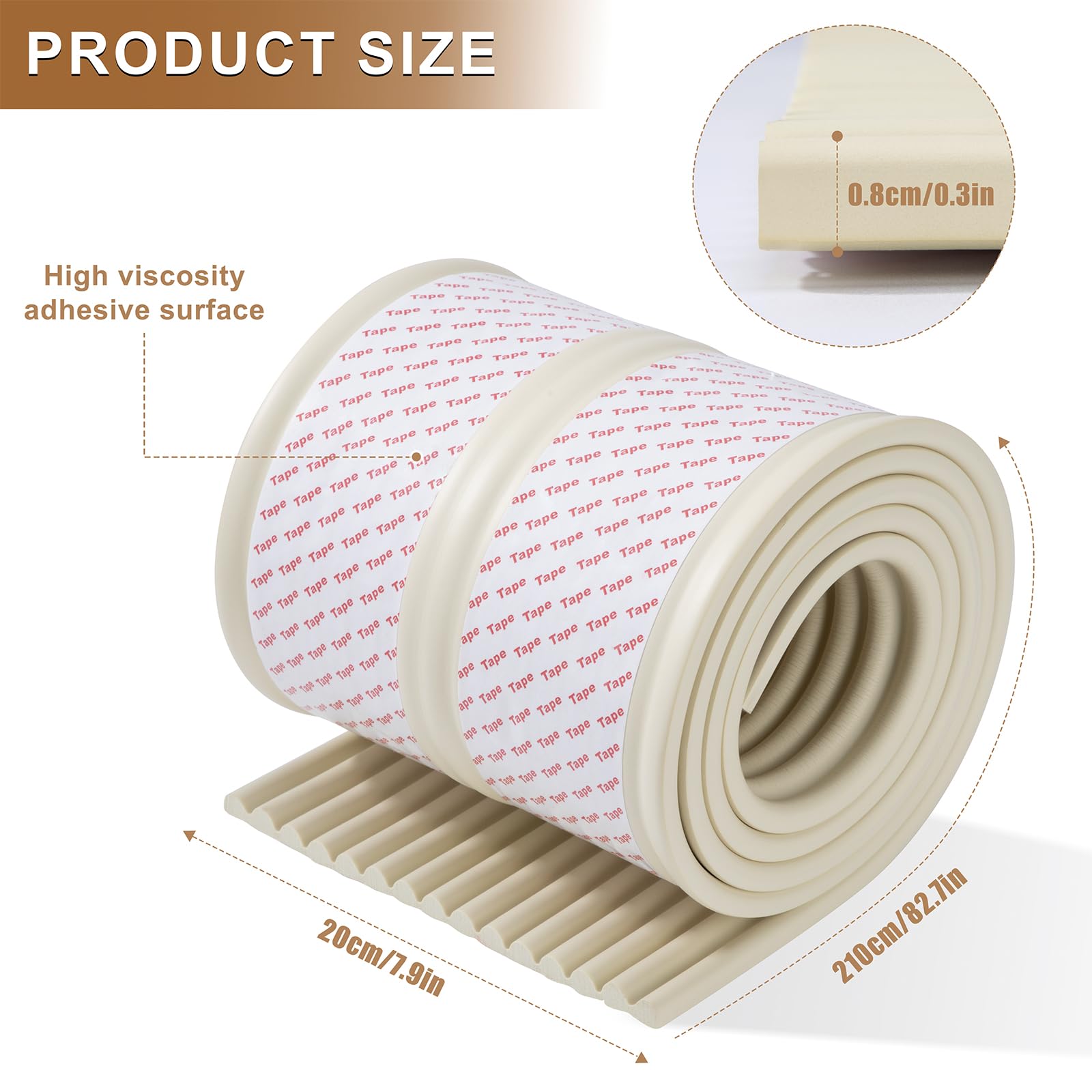 Protection d'Angles Et Rebords pour Bébé Très Élastique Protection des Bords et Coins Plus Large 20cm Protection Bords Bébé Coussin pour Protection Maximale de Vieil Homme Beige