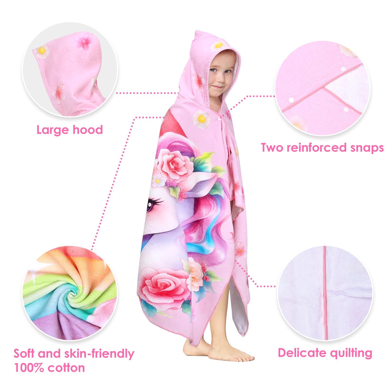 Poncho Piscina Bambini Poncho Asciugamano Per Bambini Con Cappuccio Dinosauro | Accappatoio Spugna Per Piscina E Spiaggia Cotone Assorbente