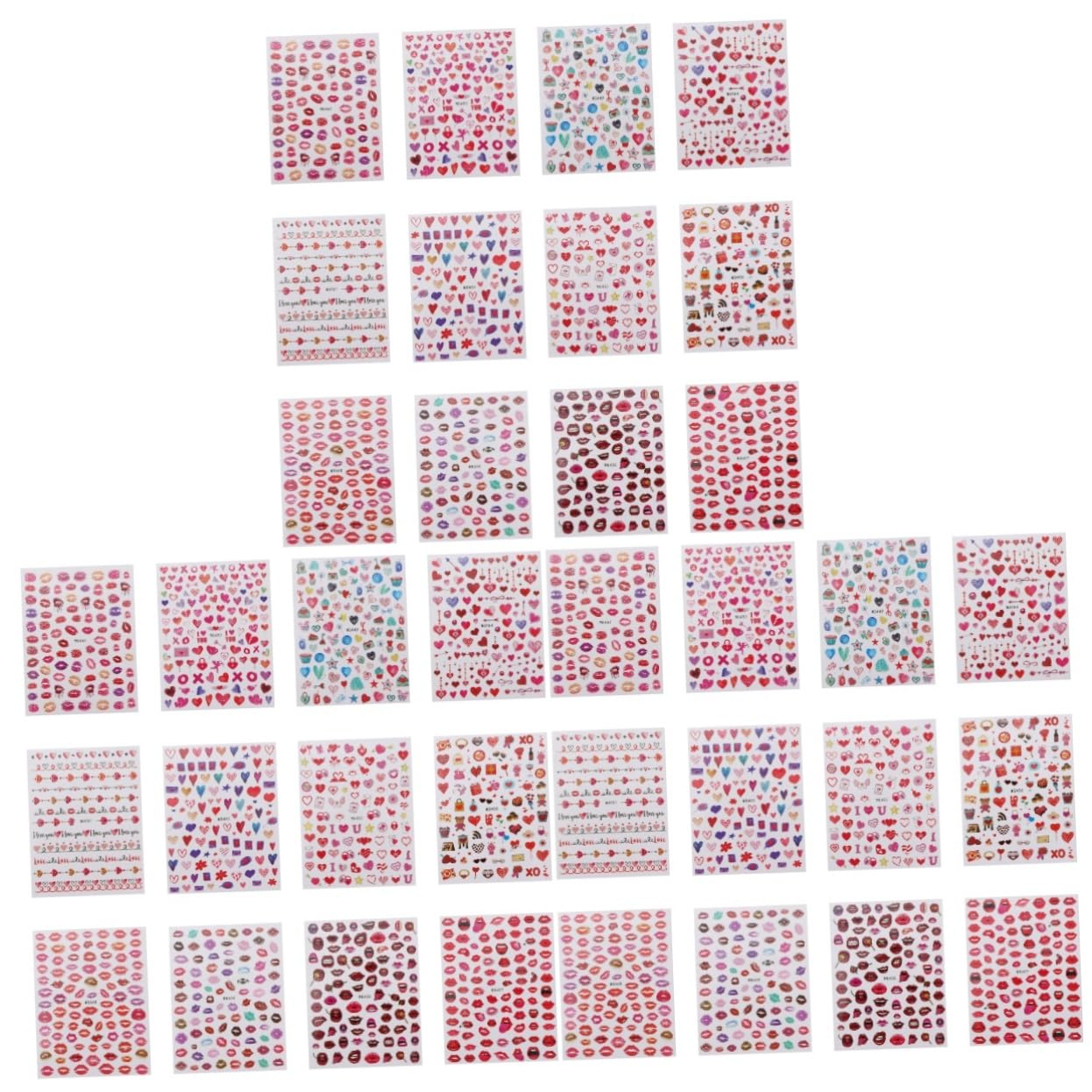 FOMIYES 36hojas Pegatinas De Arte De Uñas Para Día De San Valentín Decoraciones De Uñas Autoadhesivas Para Manicura Diseño De Corazones Para Fiestas y Eventos Especiales