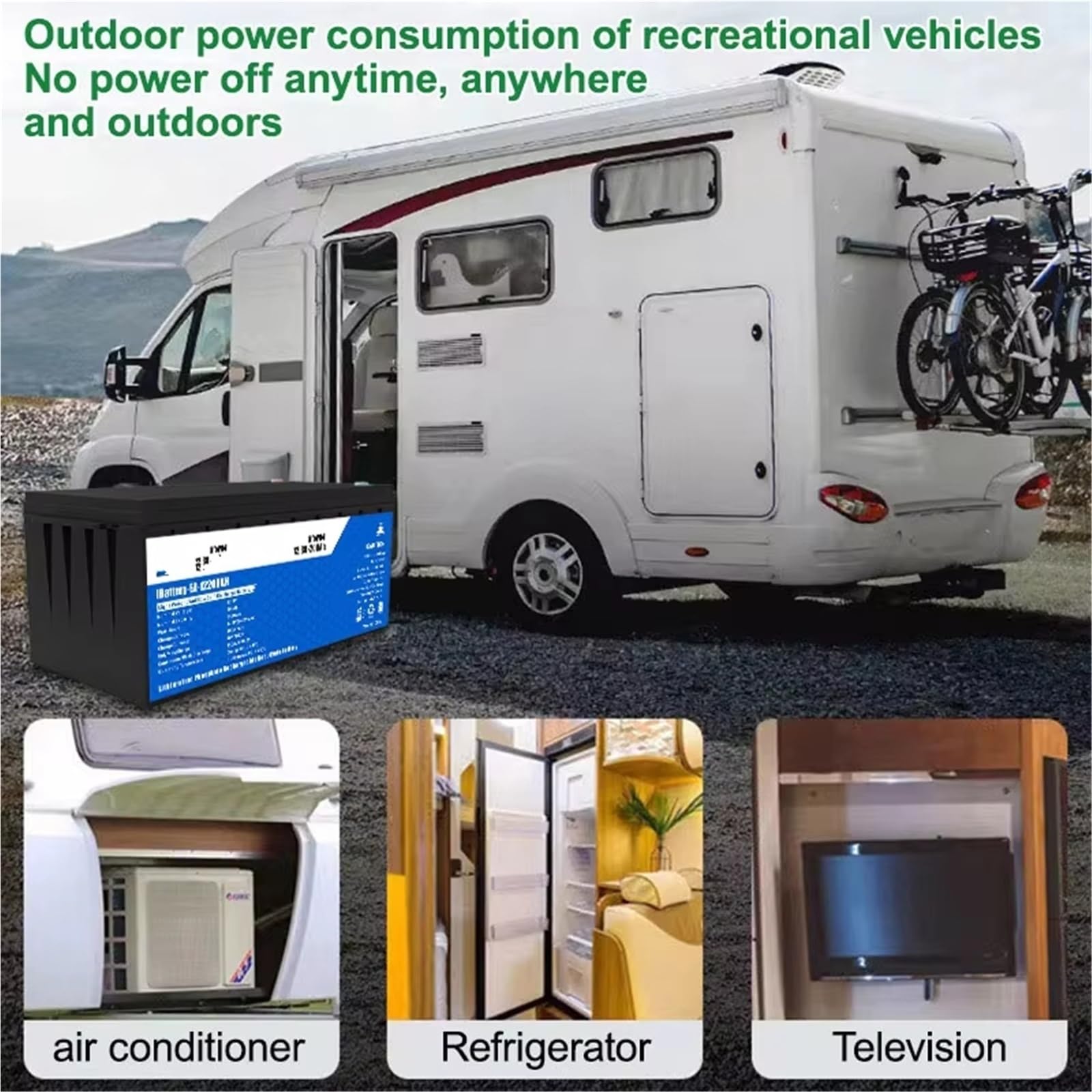 Power Inverter Batteria LiFePO4 50AH 100AH ​​200AH 12V 24V BMS Ricaricabile al Litio per Auto da Campeggio Solare Automobile con Inverter(24V 100AH)