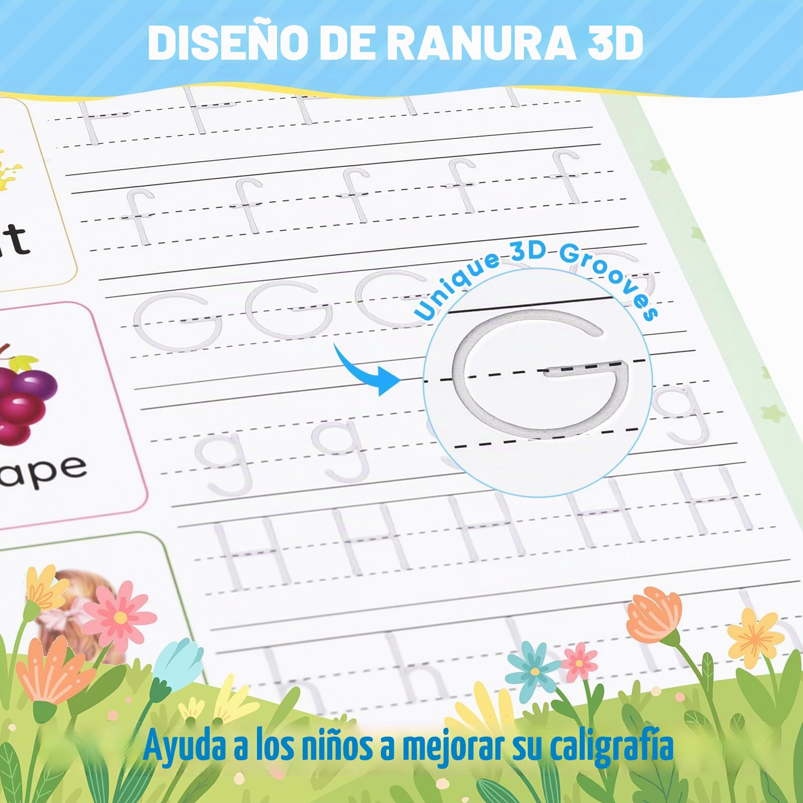 ASIGN Magic Ink Copybooks para niños, libros de trabajo reutilizables de escritura a mano para preescolares, diseño de plantilla y ayuda para escribir a mano (versión ampliada, 4 libros)