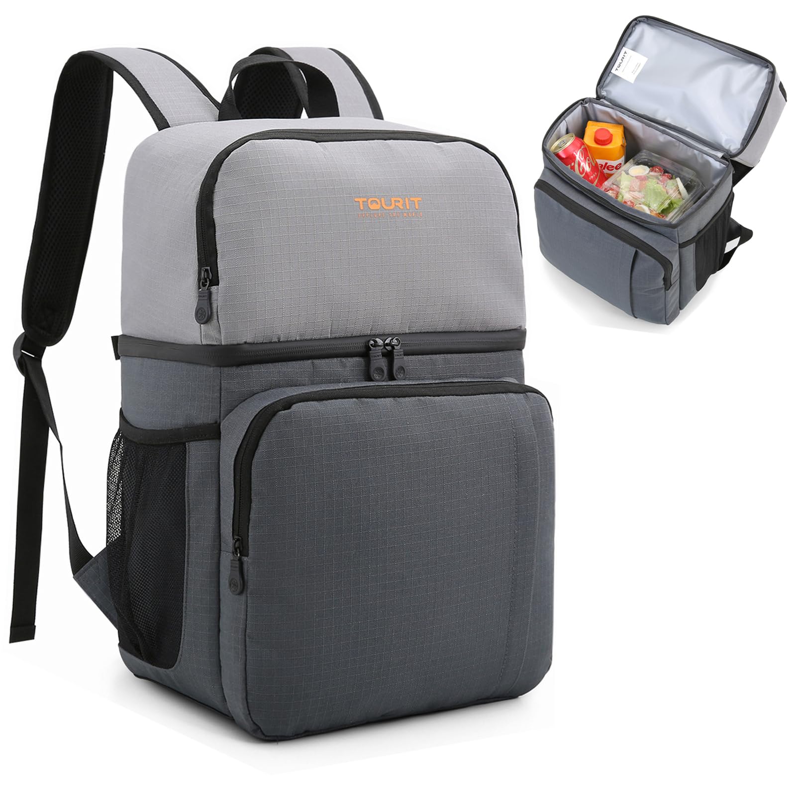 TOURIT Sac à Dos Isotherme 27L Double Compartiment – Idéal Pour Camping, Pique-Nique Et Plage