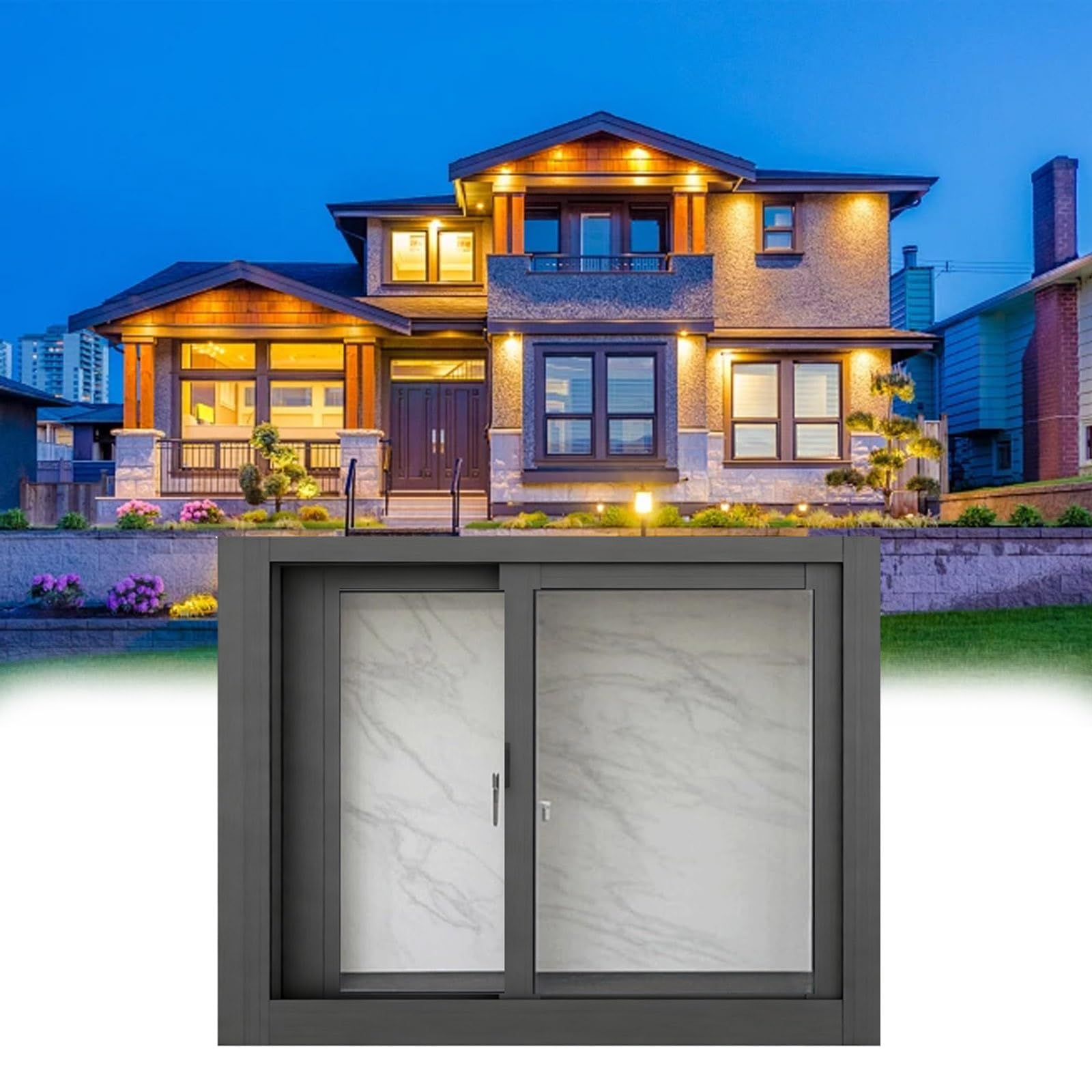 Finestra scorrevole in vinile a doppia lastra nera – scorrevole rimovibile per bagno per capannone e casa, 78,7 x 33 cm, efficienza energetica e
