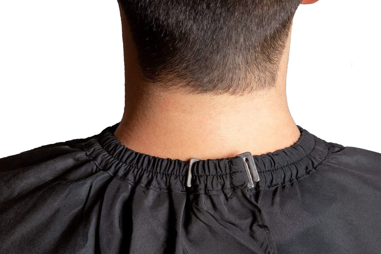 IC-collection Friseur Kimono Kittel mit Ärmeln – Großer Friseurumhang aus atmungsaktivem, wasserabweisendem Polyester, Profi-Arbeitskittel für Salon & Barber, Schwarz