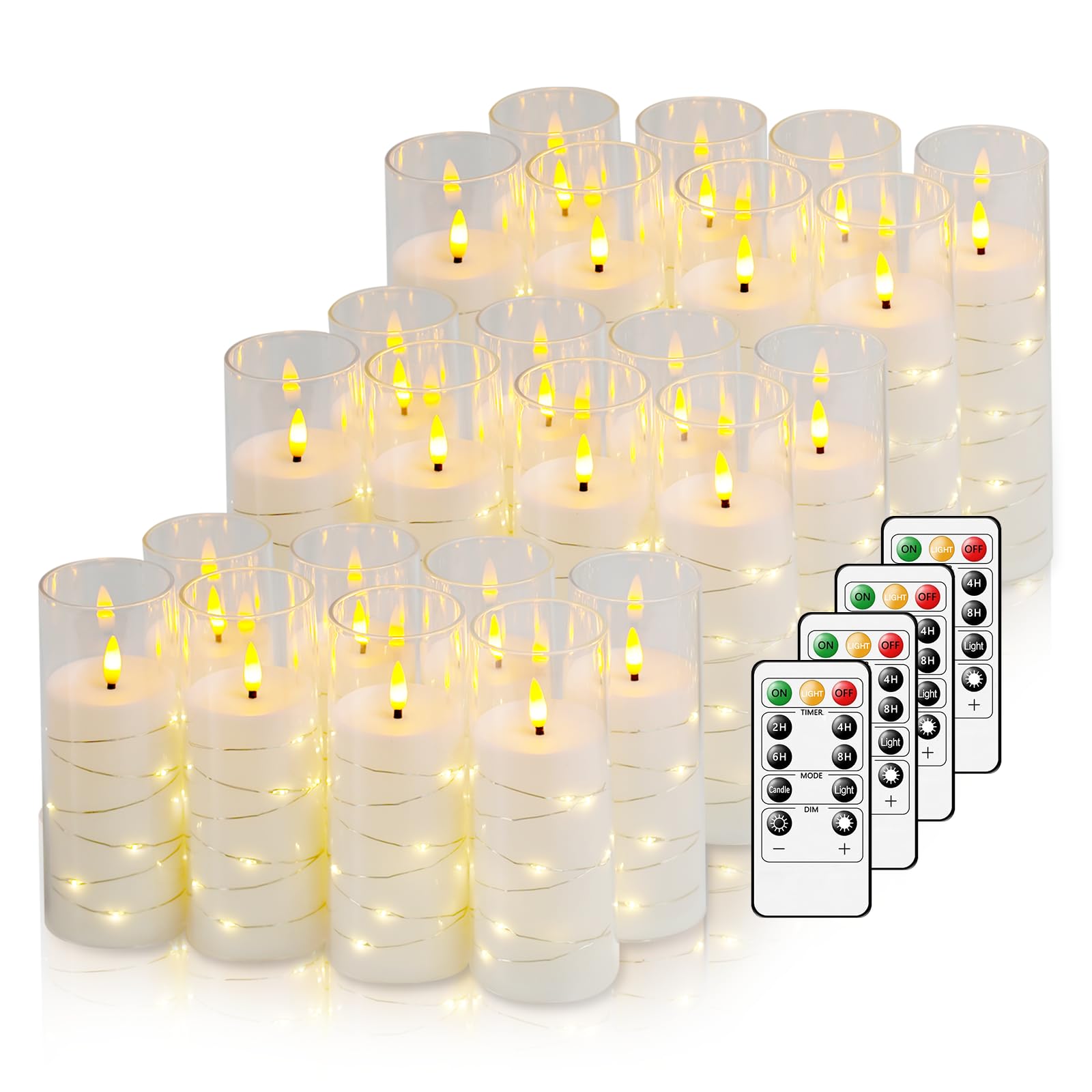 Flickering Flameless LED Candles, 24 Pcs with Embedded Star String