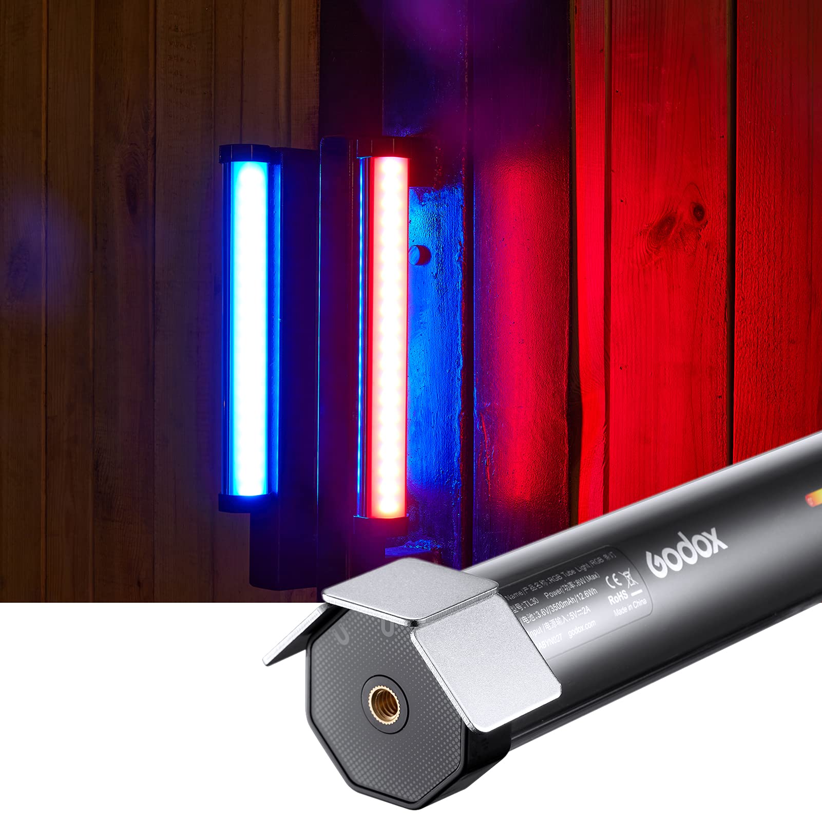 GODOX TL30 lampa rurowa w pełnym kolorze RGB LED różdżka świetlna dwukolorowa temperatura 2700 K-6500 K CRI97 TLCL99 sterowanie aplikacją / sterowanie pokładowe z torbą do przechowywania do fotografii
