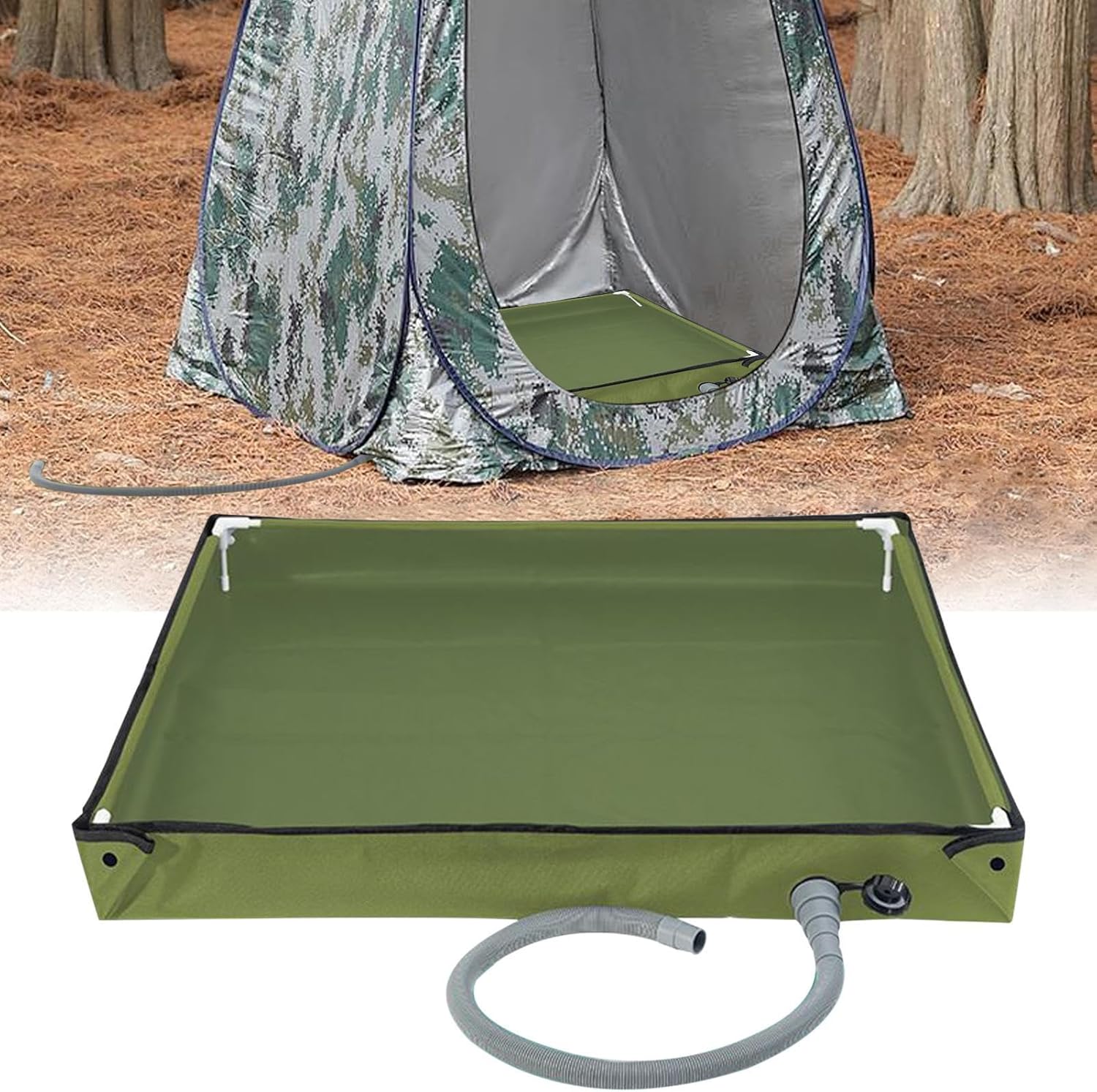 Compact Folding Basin - Outdoor Shower Base Organizer, Portable Water Accent Style, Multi Use Travel Storage Piece, Basin Functional Design, Camping Accessories for RV Bathroom Road Trip