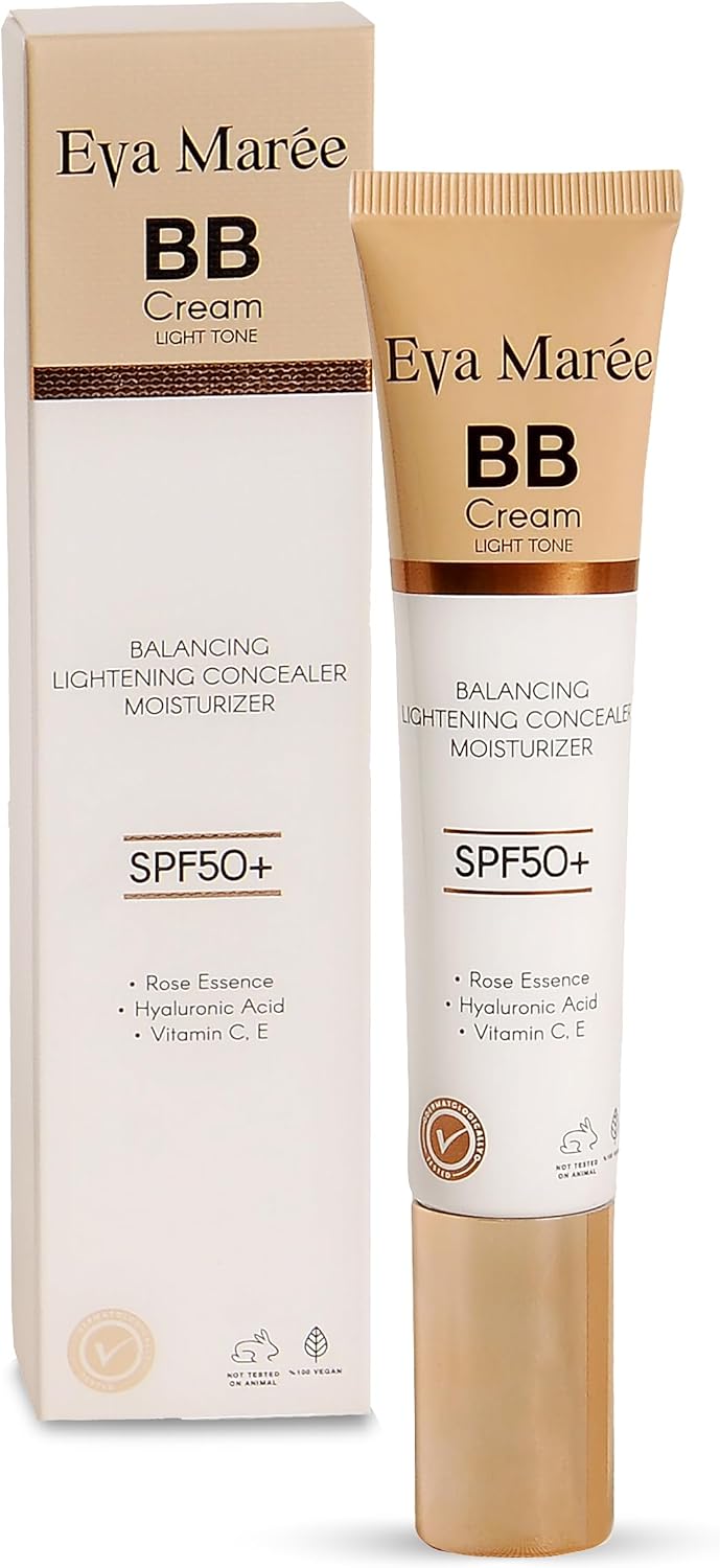 Eva Maree BB Krem, Açık Ton SPF50+, Dengeleyici Aydınlatıcı Kapatıcı Renkli Nemlendirici, Hyaluronik Asit İçerikli, 40ml
