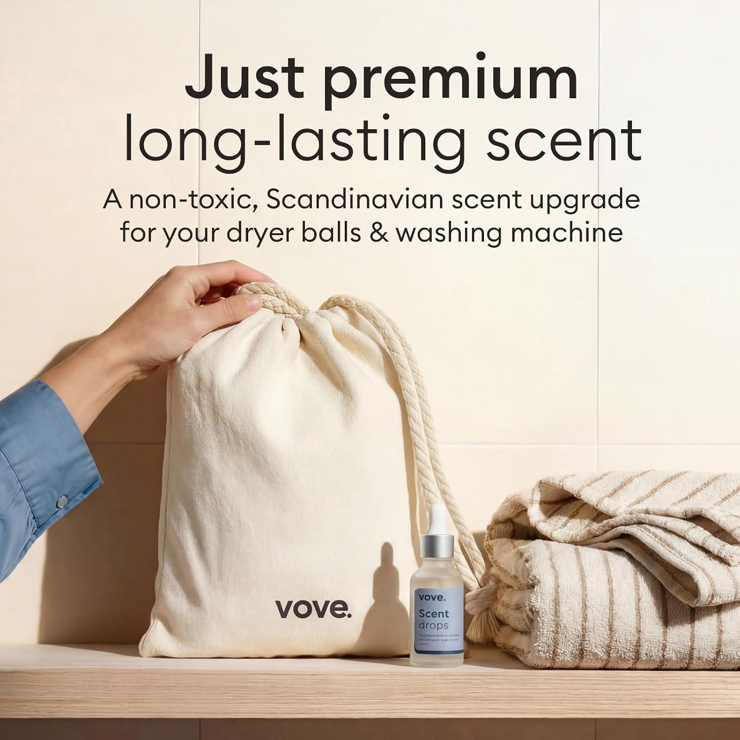 Vove Nordic Dawn Scent Drops, Jasmine Florals Vetiver - Laundry Fragrance Oil with Glass Dropper, Scent Booster, Pairs with Dryer Balls, Hypoallergenic, Biodegradable Musk, FSC-Certified Packaging image 2