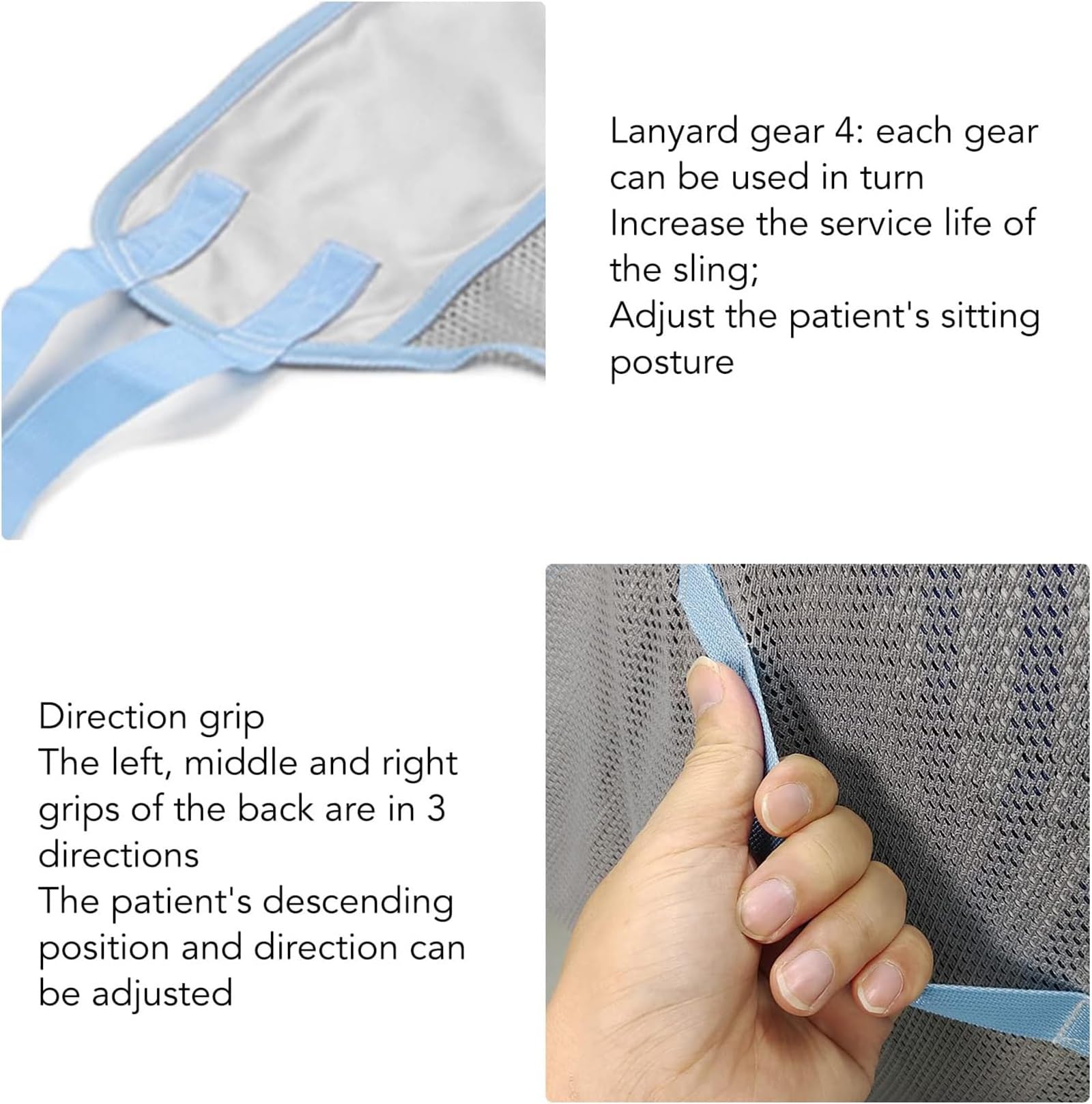 Arnés para grúa domiciliaria, cabestrillo higiénico universal Cabestrillo de asistencia al paciente para el traslado y aseo de un paciente con la ayuda de un elevador de pacientes(Size:Large)