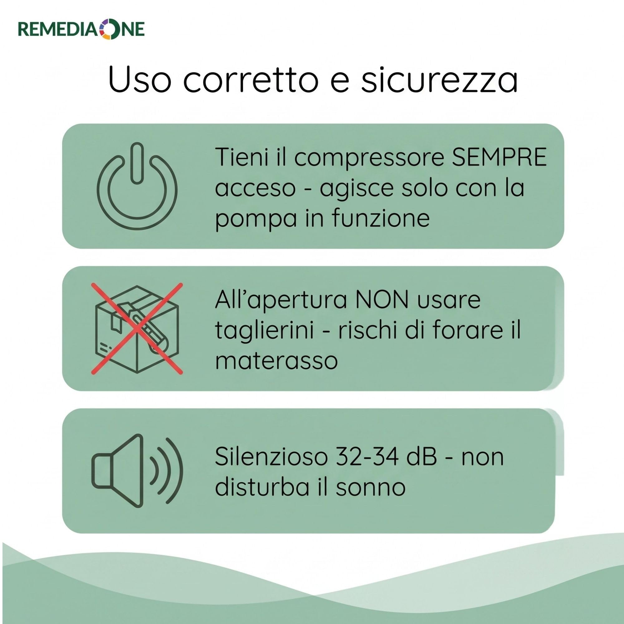 REMEDIA ONE - Materasso Antidecubito per Anziani ad Aria 130 Bolle | Pressione Alternata, Compressore Silenzioso, Portata 135 kg, PVC Medicale, Idoneo Fornitura ASL