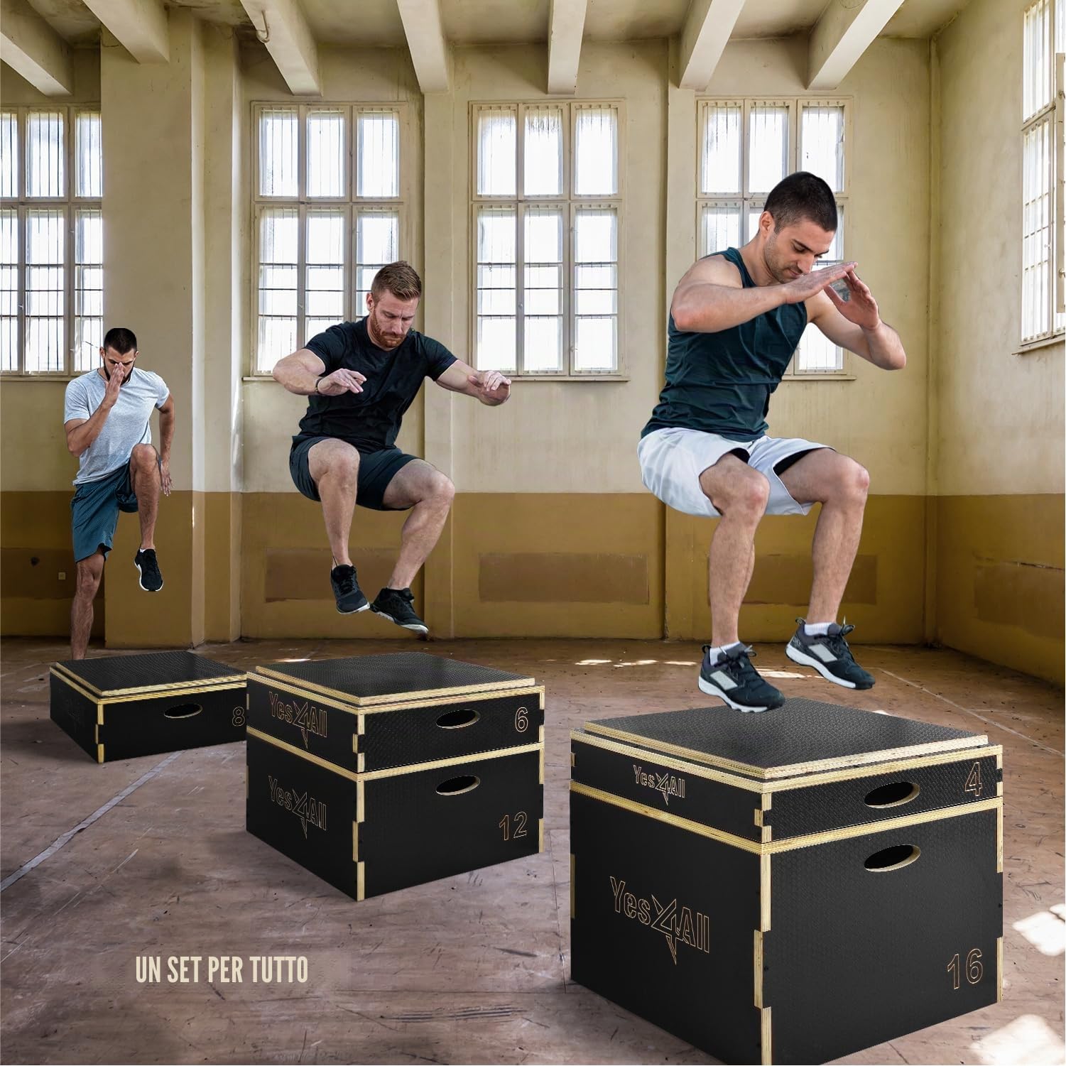 Yes4All, Box pliometrico 3 in 1 in legno, piattaforma pliometrica per allenamento di salto, jump box per esercizi e allenamento nella palestra domestica e all'aperto