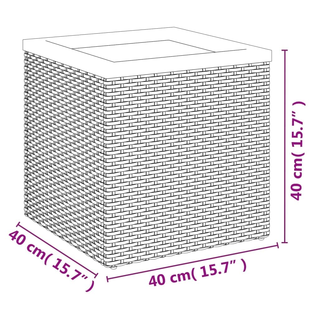 Macetero negro de 40 x 40 x 40 cm de poliratán con bolsa interior, recipiente estable para jardín, balcón, terraza, resistente a la intemperie, versátil, ideal para flores, plantas, hierbas