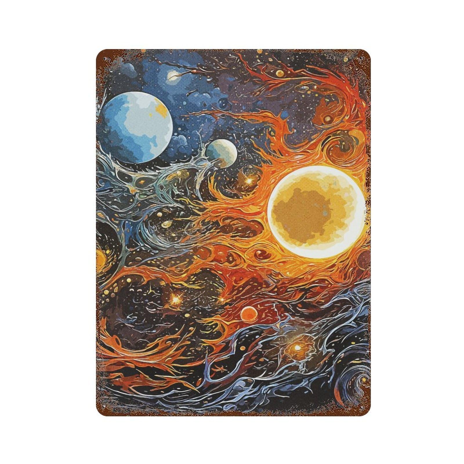 Abstract Space Vintage Metal Tin Sign 15.7"x11.8", Farmhouse Wall Decor for Living Room, Hallway And Home Decor