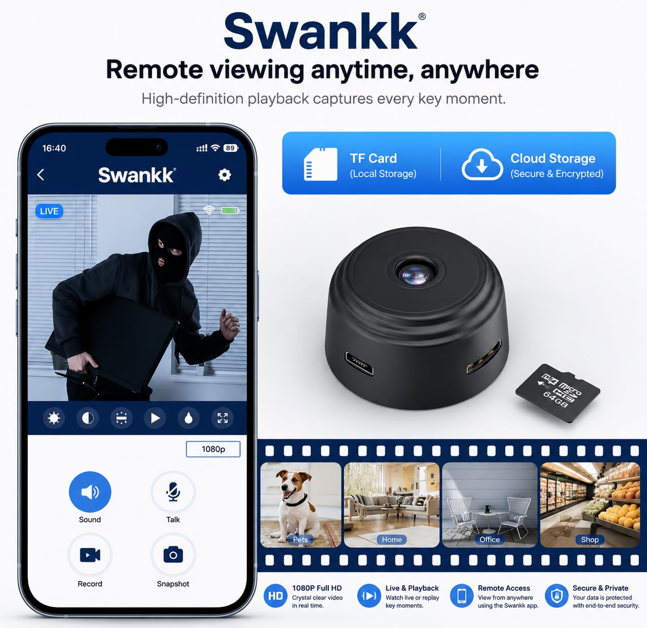 SWANKK Mini Spy Camera - WiFi Security Cam -5