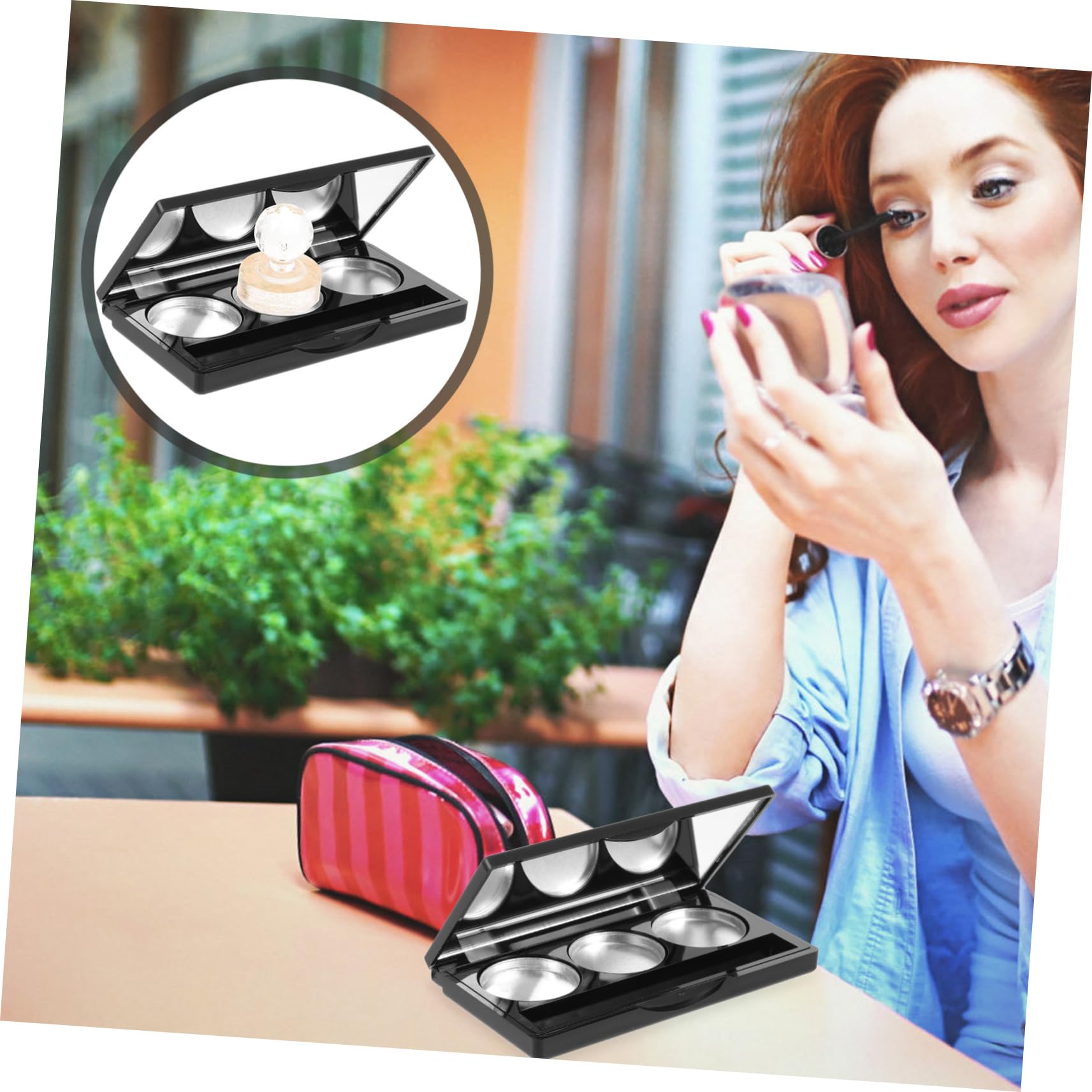 BESTYASH Sturdy Material Empty Eyeshadow Palette Makeup Storage Tray with Mirror