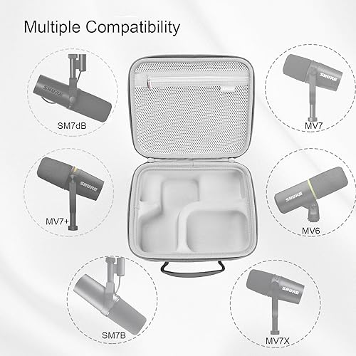 Miniatura 5 de RLSOCO Funda para micrófono Shure SM7B Vocal Dynamic MicrophoneShure MV7 USB Podcast Micrófono (gris)