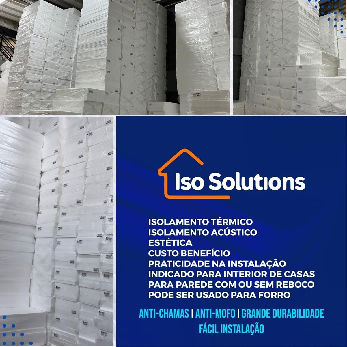 20 Placas de isopor 30mm (3cm) Anti Chamas para Forro - 100cm x 50cm