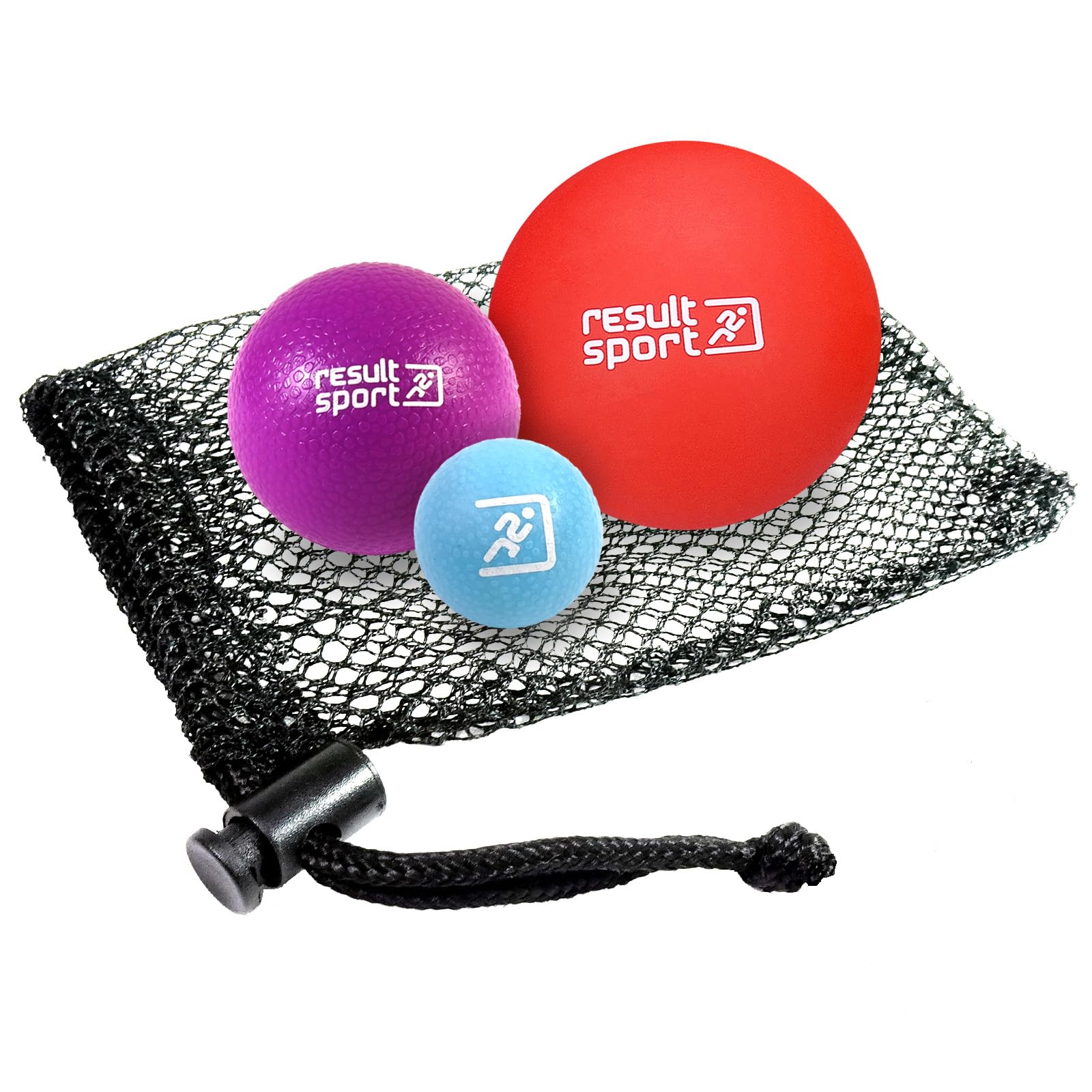 ResultSport Lacrosse Massage Ball for Trigger Point Massage, Set of 3 sizes, Plantar Fasciitis Recovery, Stress Reflexology, Myofasical Ball and Physio Ball